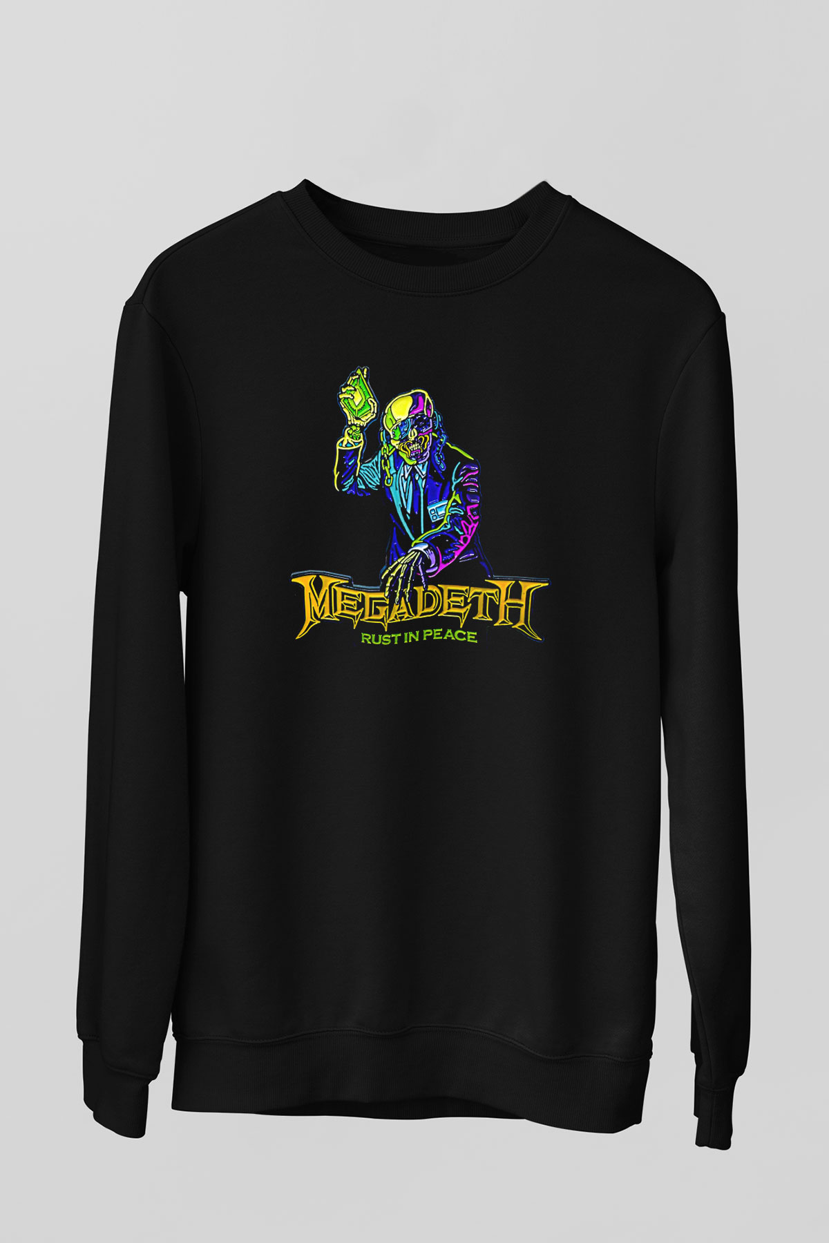 Megadeth Baskılı Unisex Siyah Sweatshirt