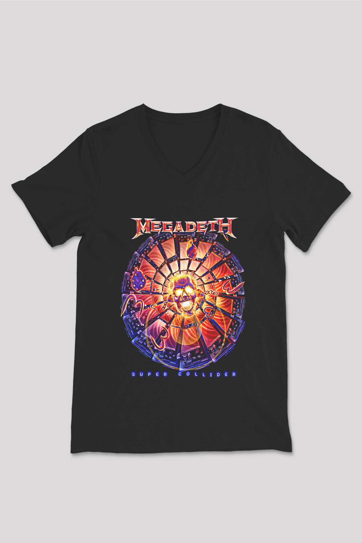 Megadeth Baskılı Unisex Siyah V Yaka Tişört - Tshirt
