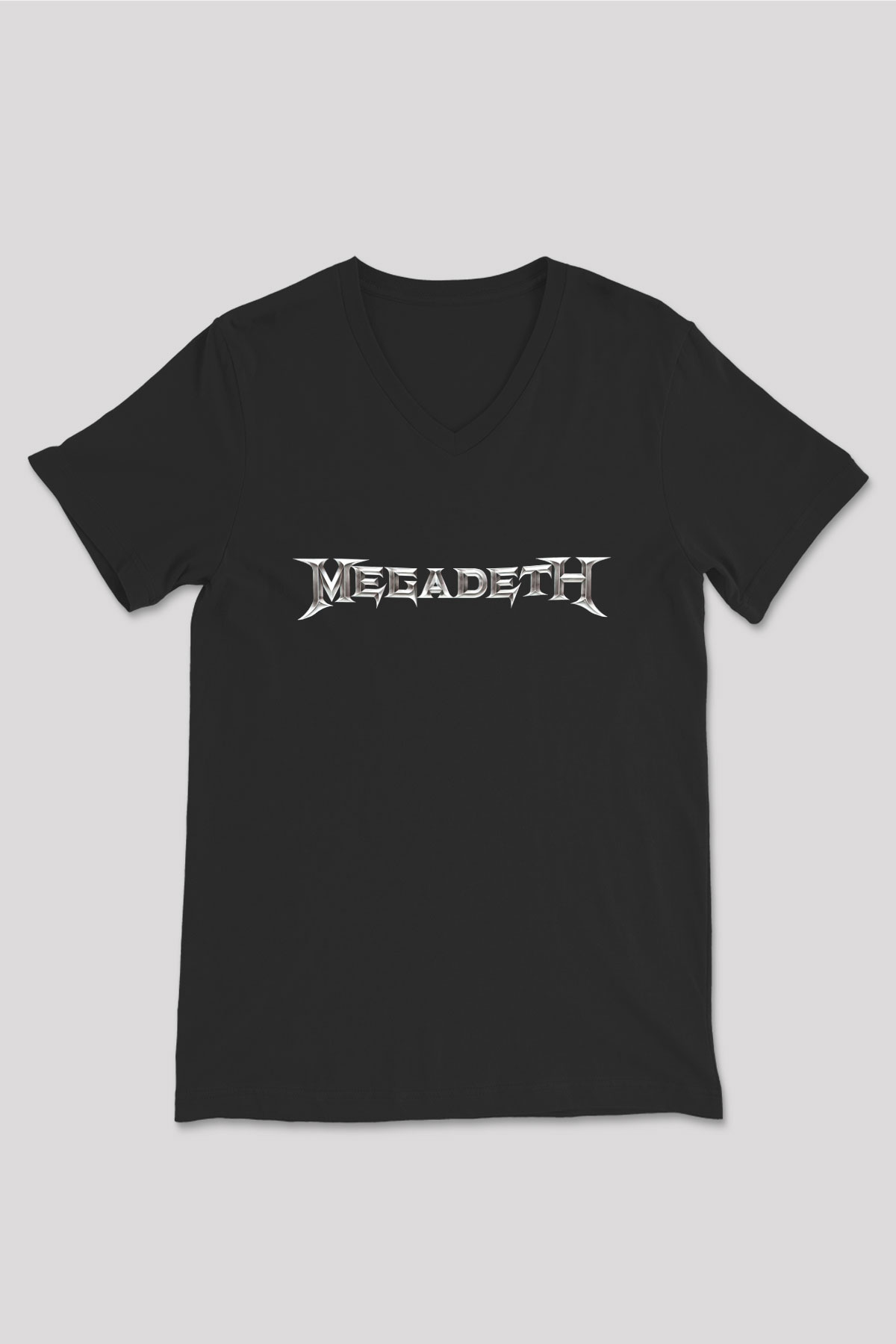 Megadeth Baskılı Unisex Siyah V Yaka Tişört - Tshirt