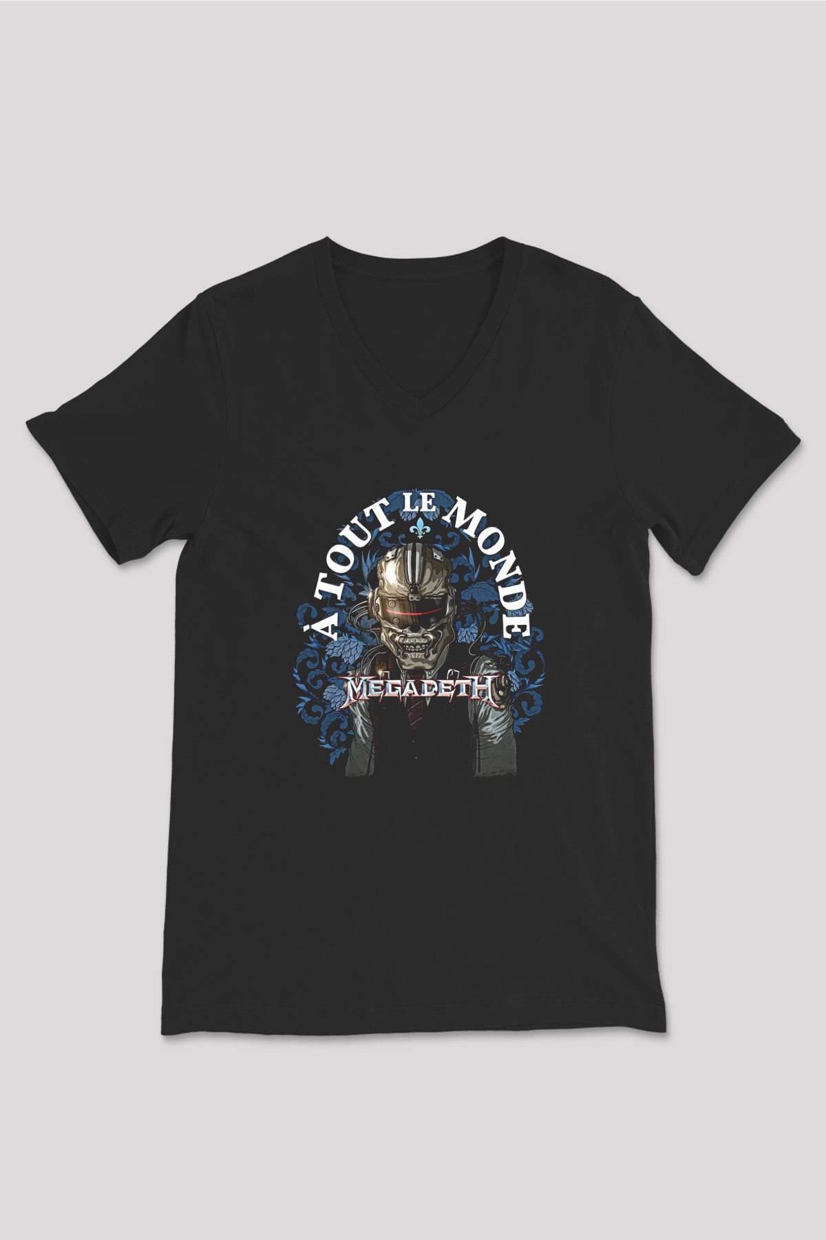 Megadeth Baskılı Unisex Siyah V Yaka Tişört - Tshirt