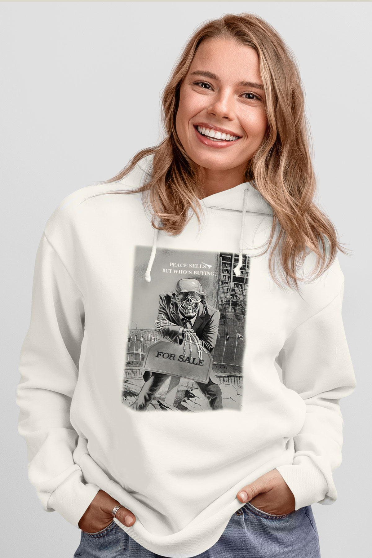 Megadeth Beyaz Unisex Kapşonlu Sweatshirt