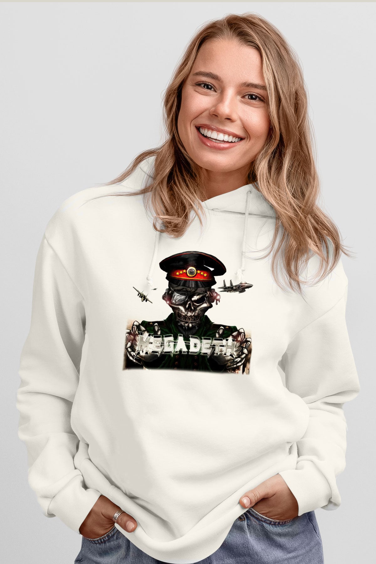 Megadeth Beyaz Unisex Kapşonlu Sweatshirt