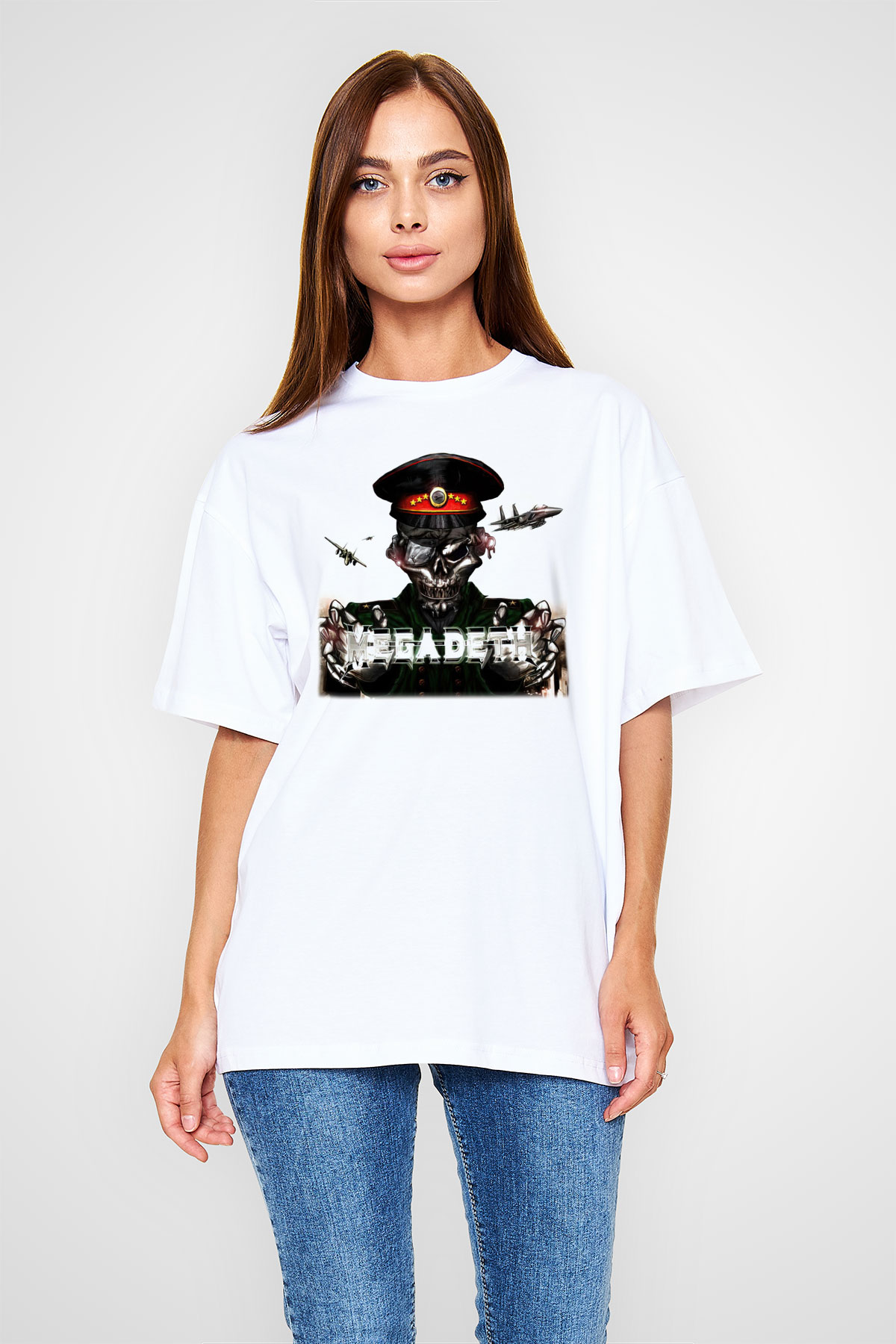 Megadeth Beyaz Unisex Oversize Tişört T-Shirt