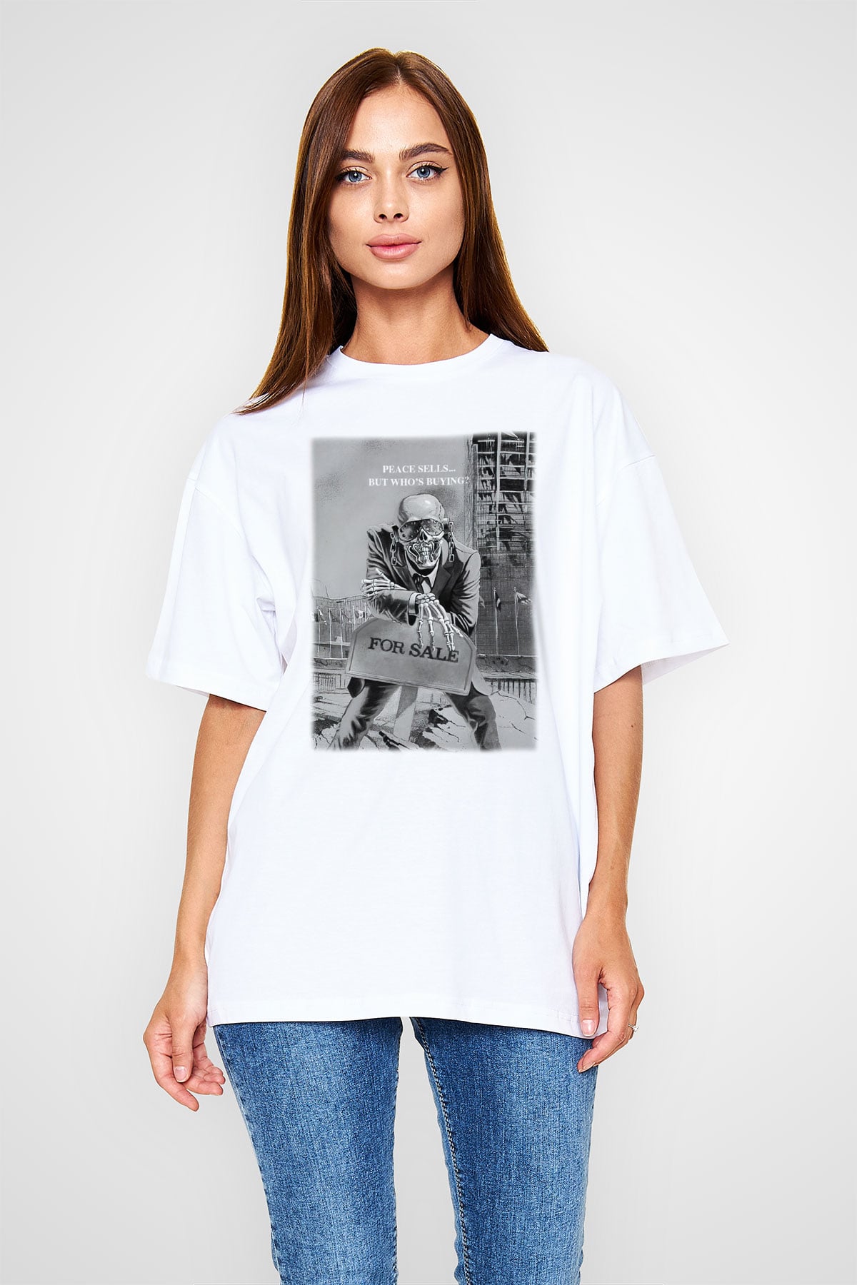Megadeth Beyaz Unisex Oversize Tişört T-Shirt