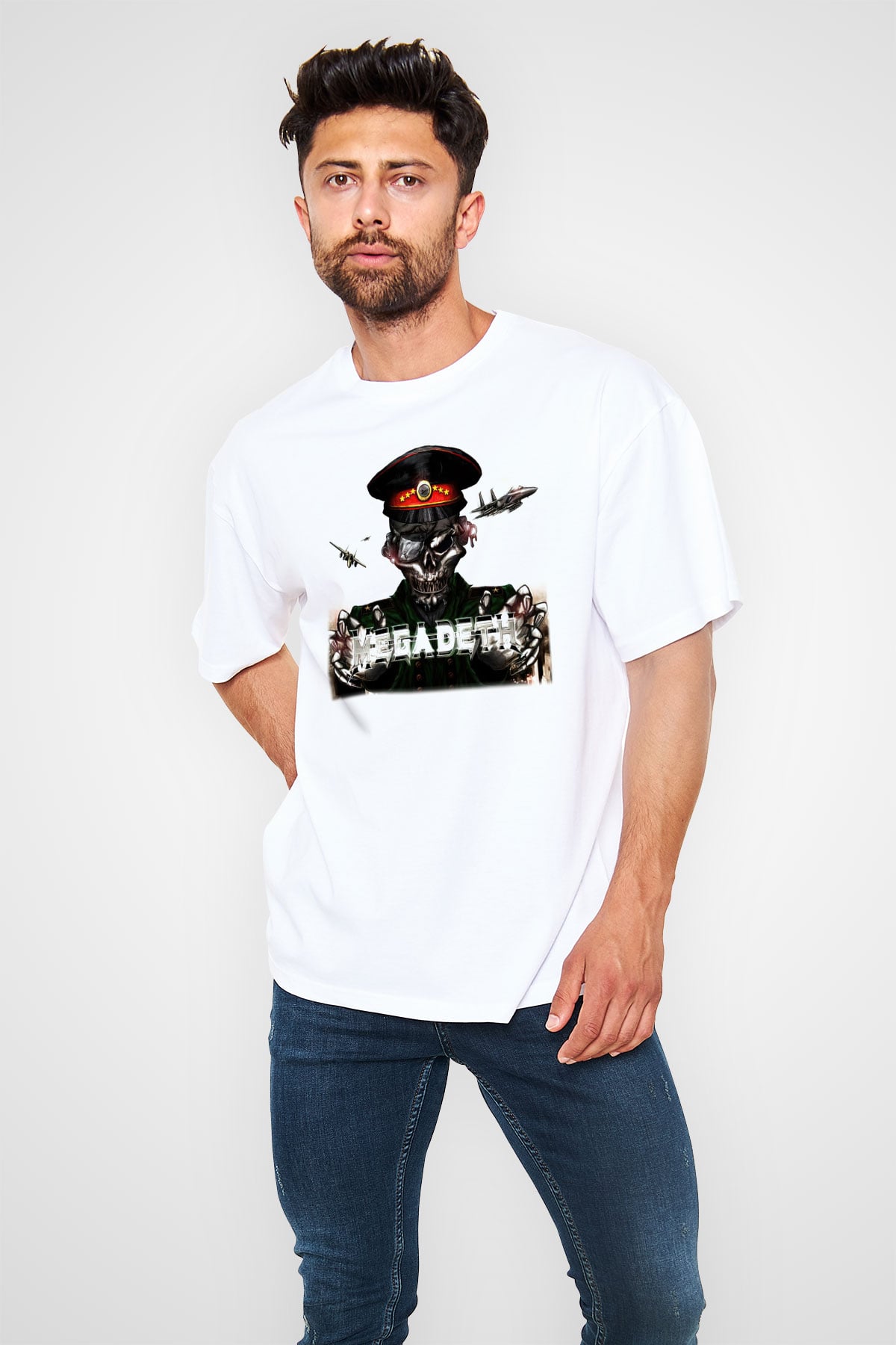 Megadeth Beyaz Unisex Oversize Tişört T-Shirt
