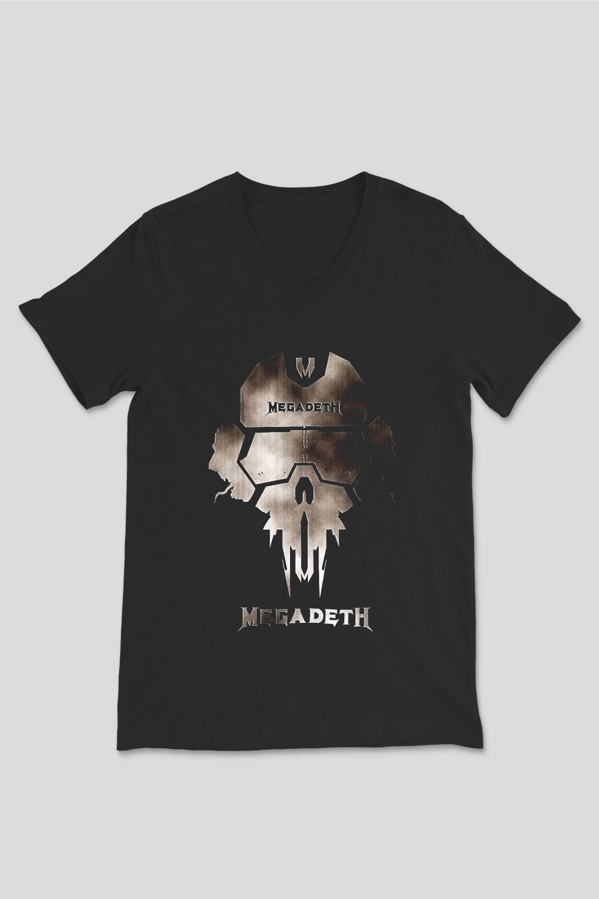 Megadeth Siyah Unisex V Yaka Tişört T-Shirt