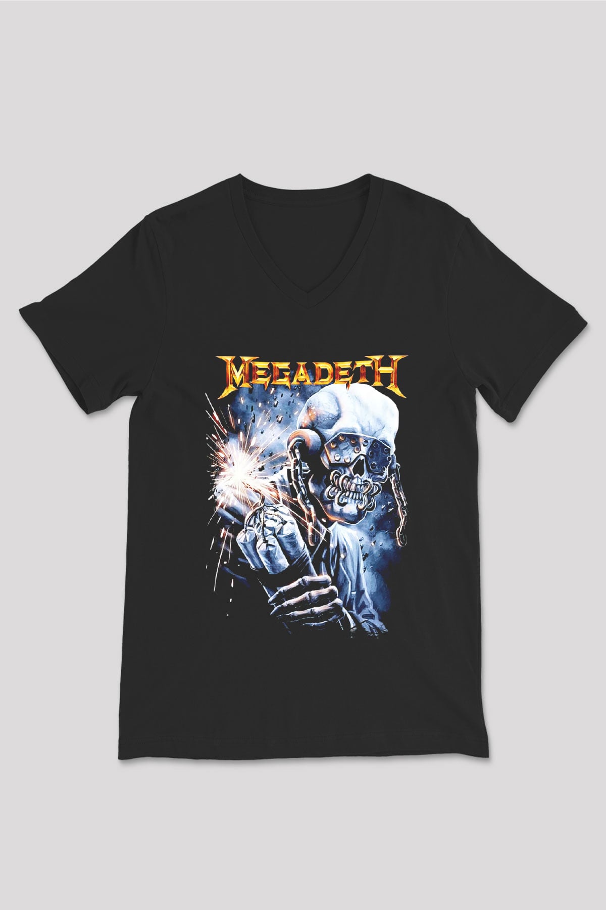 Megadeth Siyah Unisex V Yaka Tişört T-Shirt