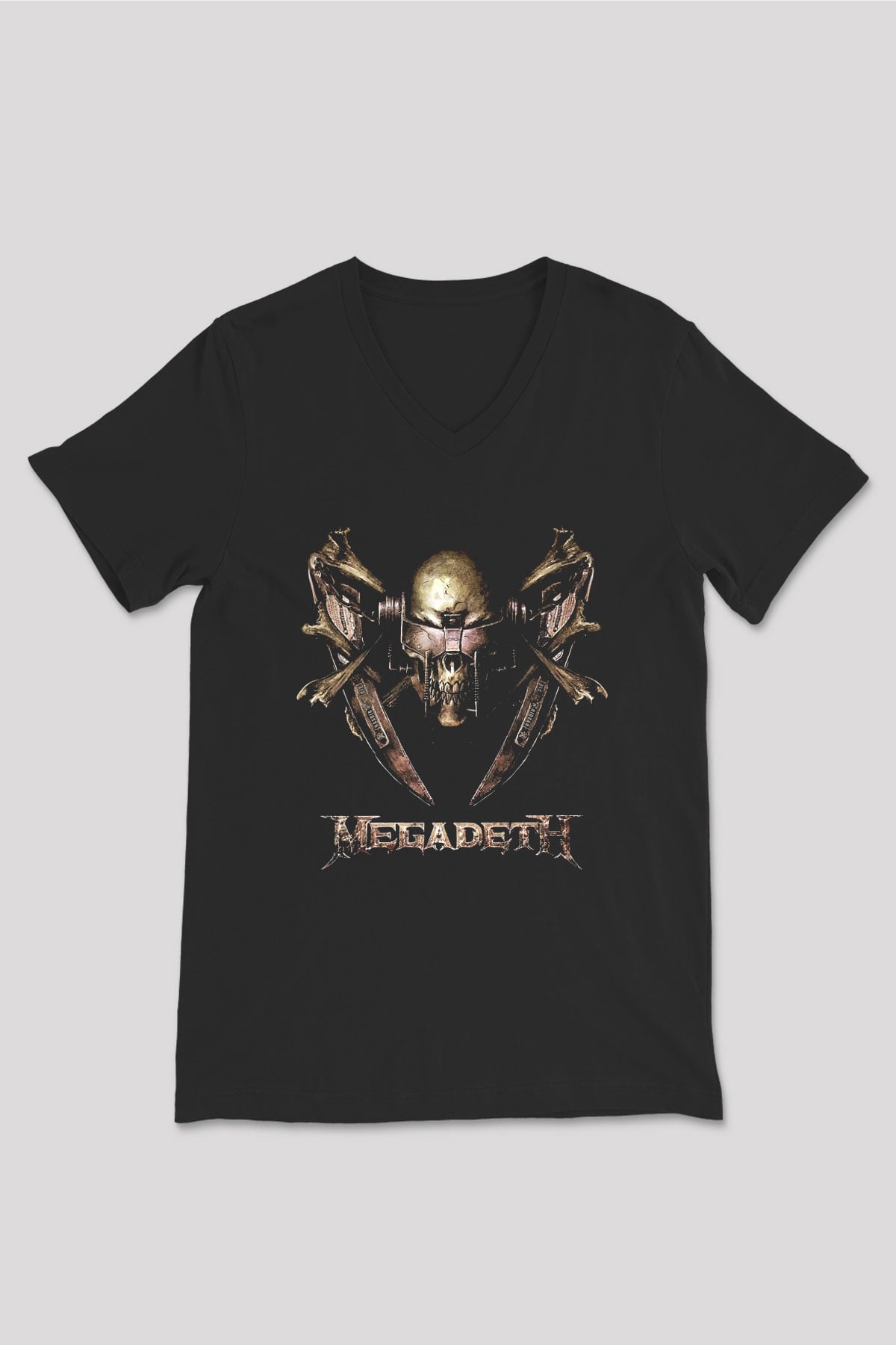 Megadeth Siyah Unisex V Yaka Tişört T-Shirt
