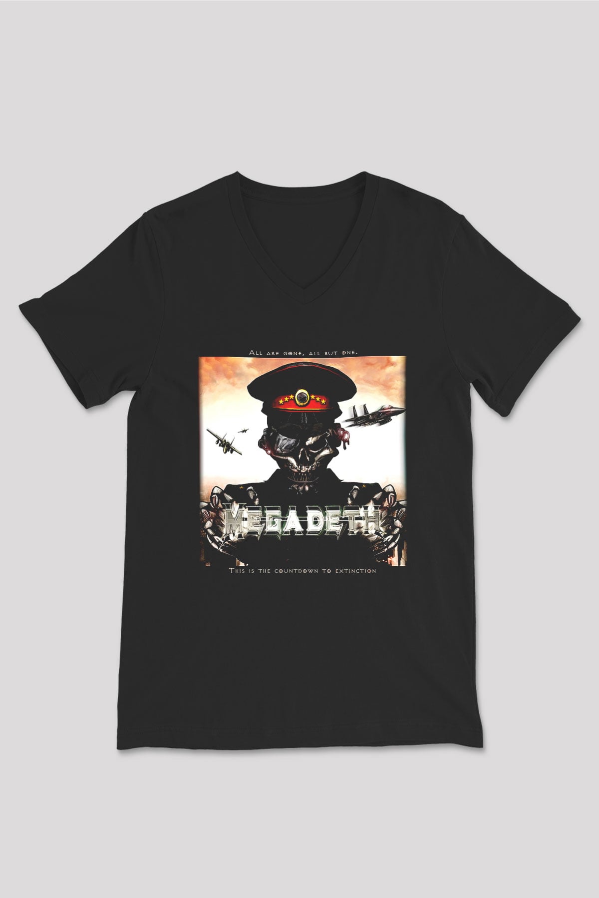 Megadeth Siyah Unisex V Yaka Tişört T-Shirt