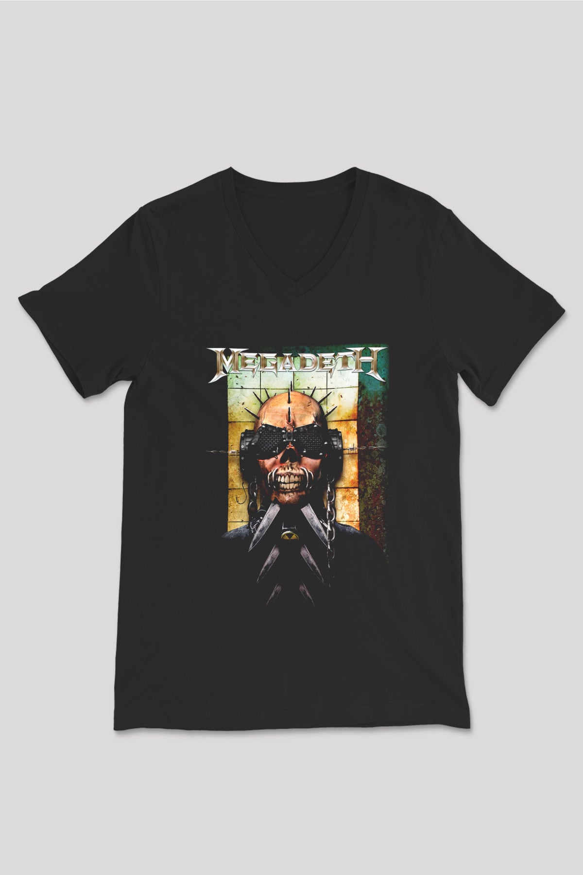 Megadeth Siyah Unisex V Yaka Tişört T-Shirt