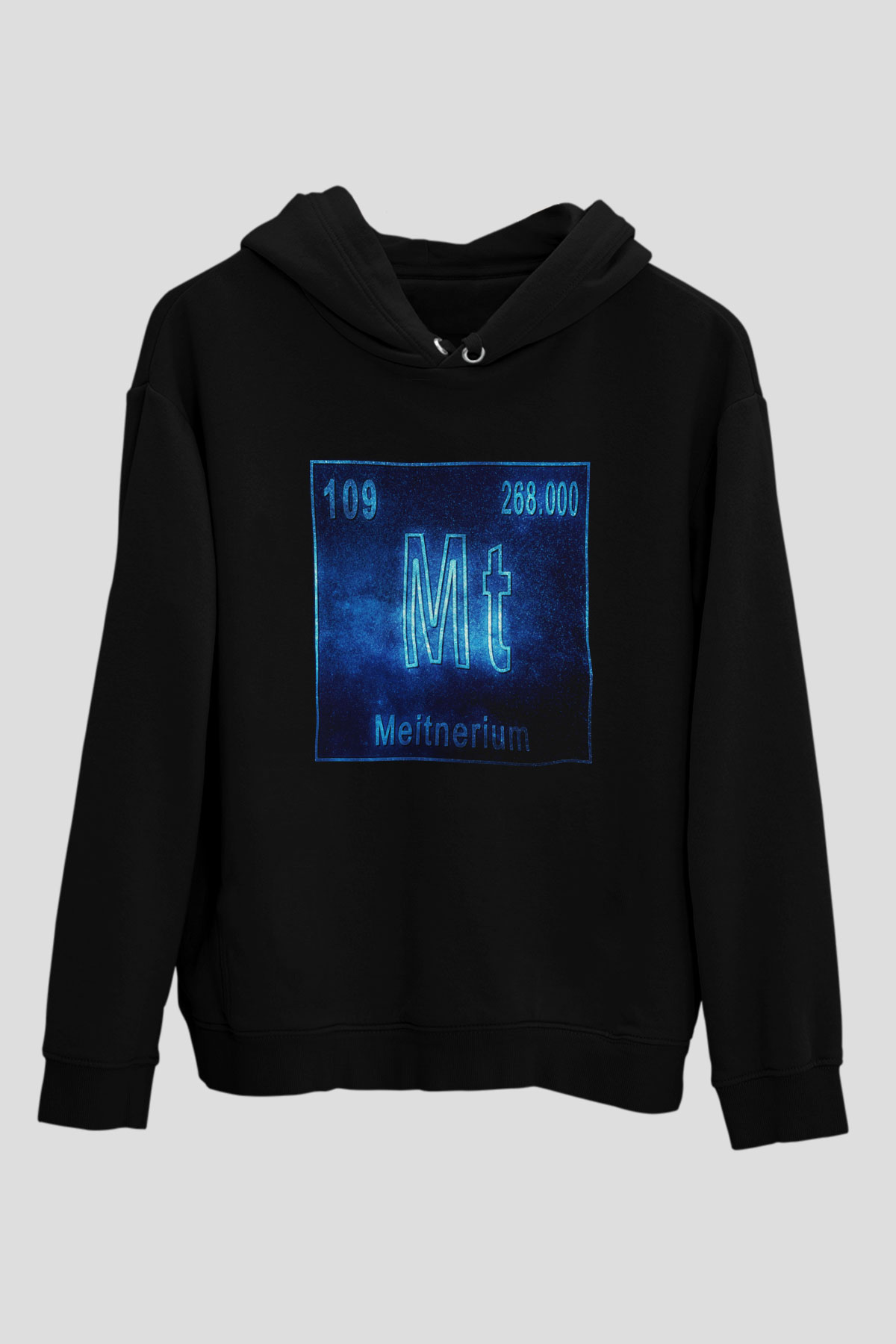 Meitneriyum Elementi Atom Numarası Baskılı Unisex Siyah Hoodie