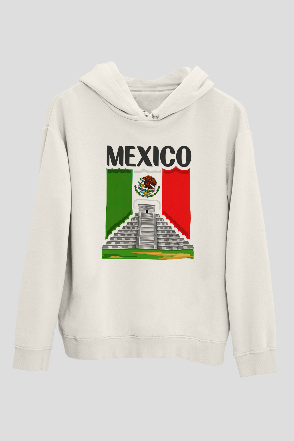 Meksika Beyaz Unisex Kapşonlu Sweatshirt