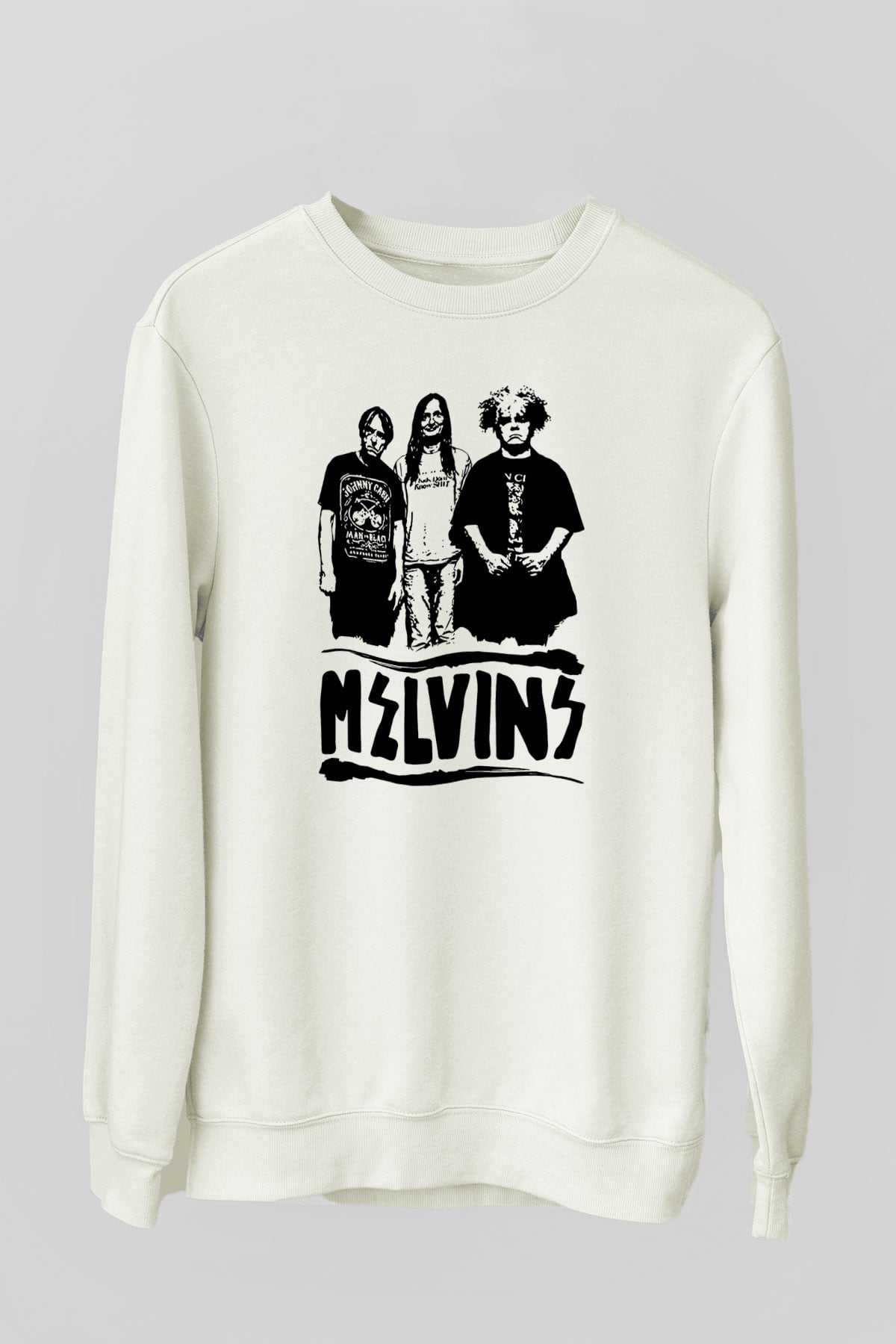 Melvins Baskılı Beyaz Unisex Sweatshirt