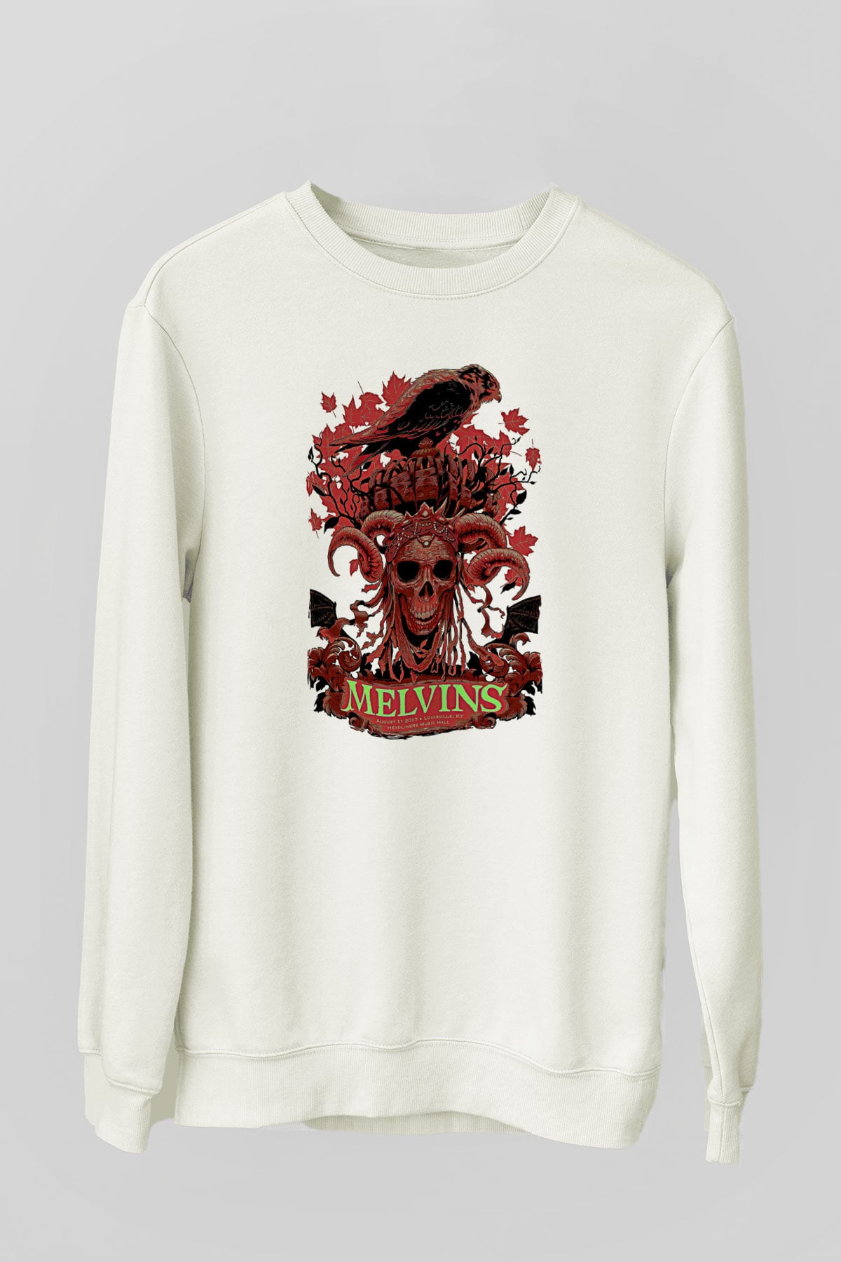 Melvins Baskılı Beyaz Unisex Sweatshirt