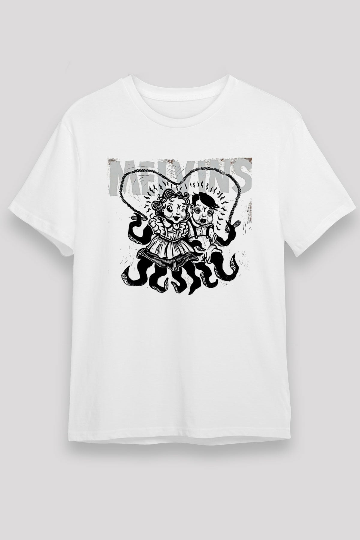 Melvins Baskılı Unisex Beyaz Tişört - Tshirt
