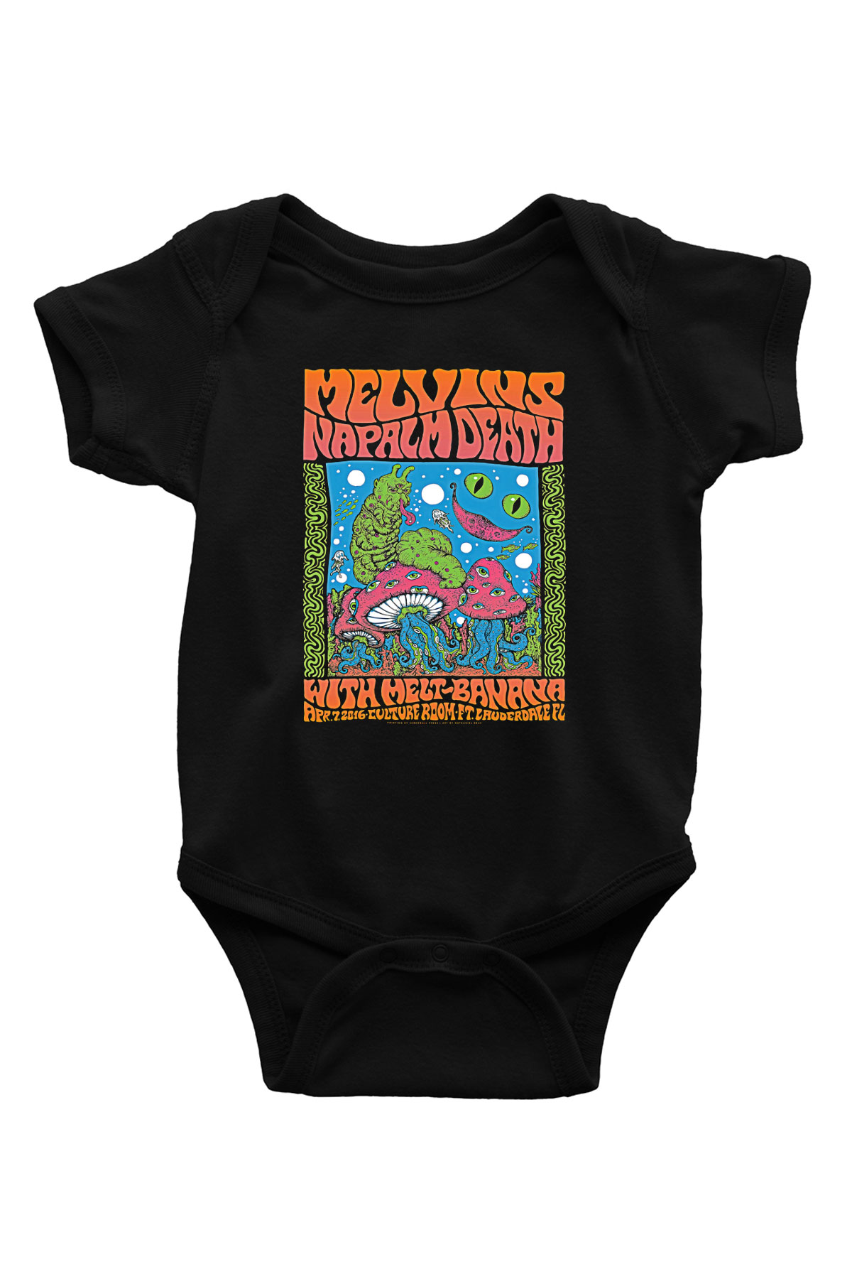 Melvins Baskılı Unisex Siyah Bebek Body - Zıbın