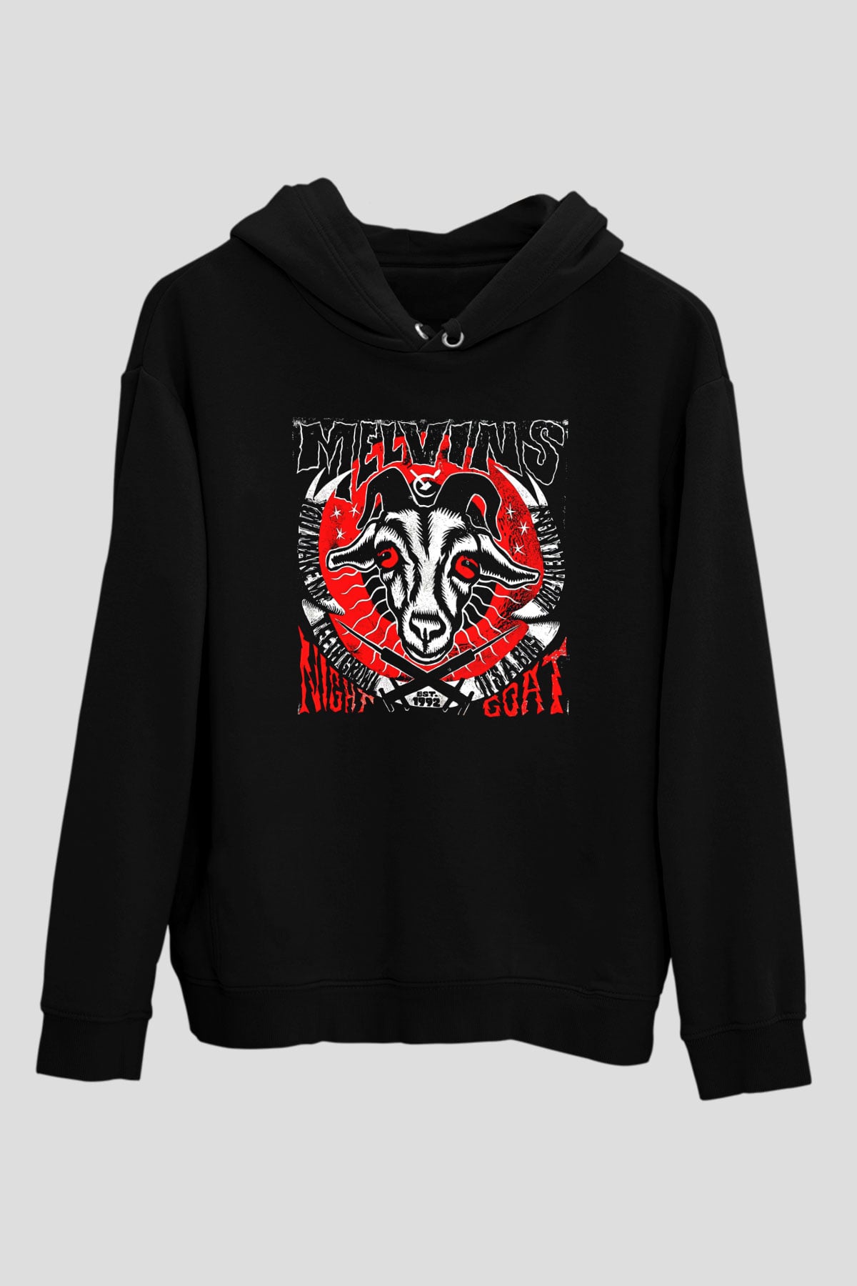 Melvins Baskılı Unisex Siyah Kapüşonlu Sweatshirt