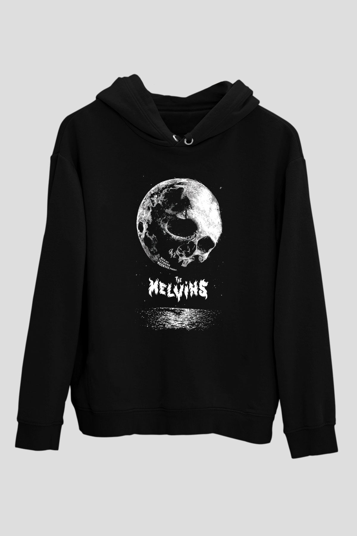Melvins Baskılı Unisex Siyah Kapüşonlu Sweatshirt