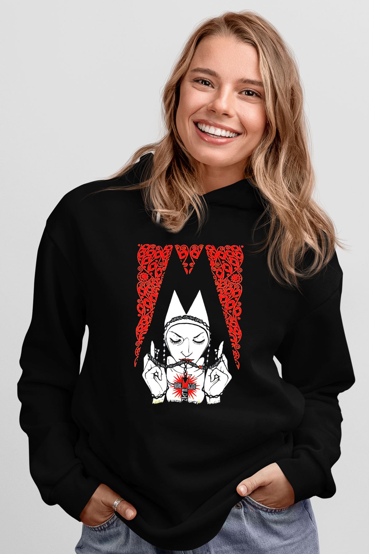 Melvins Baskılı Unisex Siyah Kapüşonlu Sweatshirt