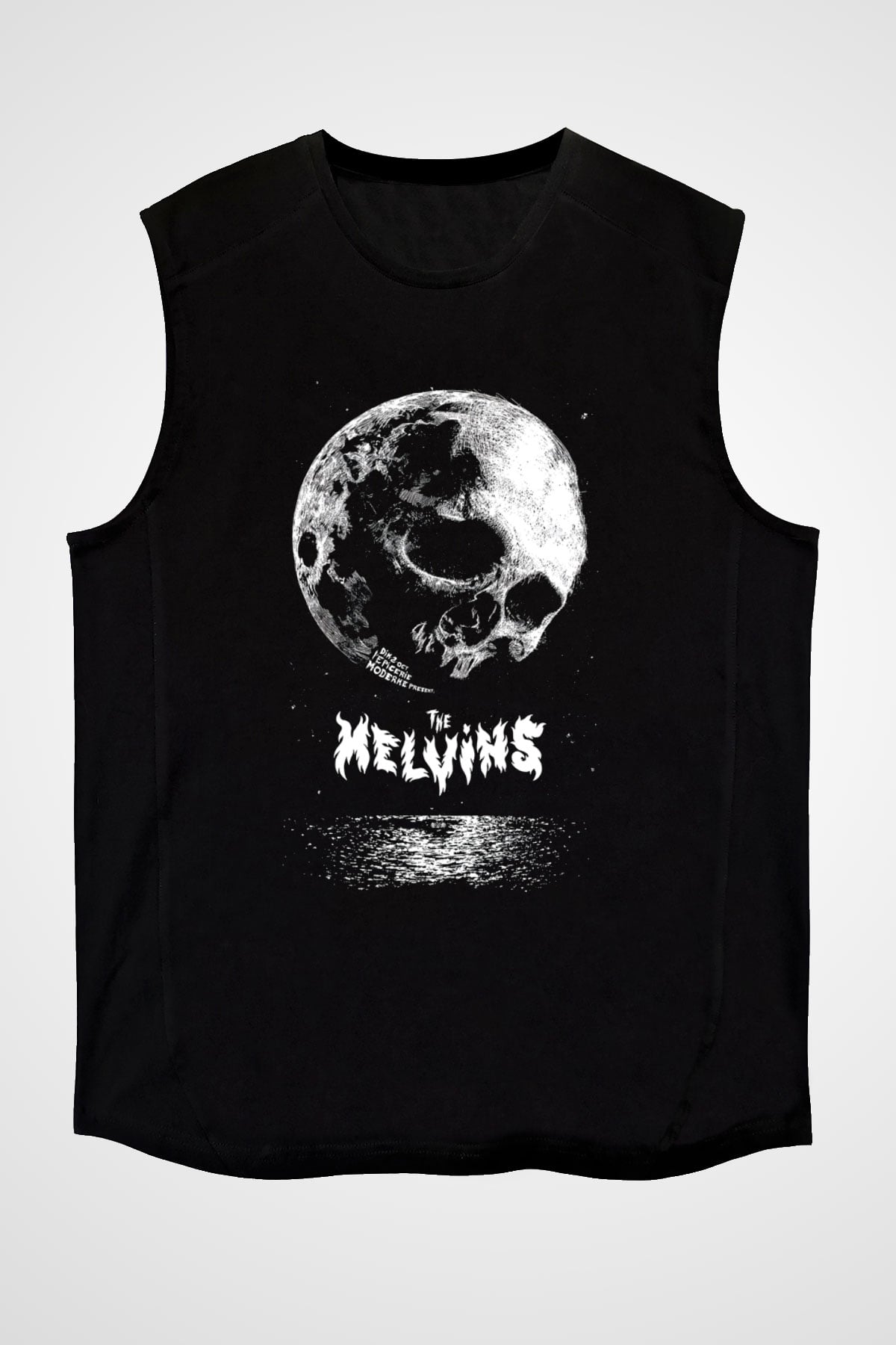 Melvins Baskılı Unisex Siyah Kolsuz Tişört - Tshirt