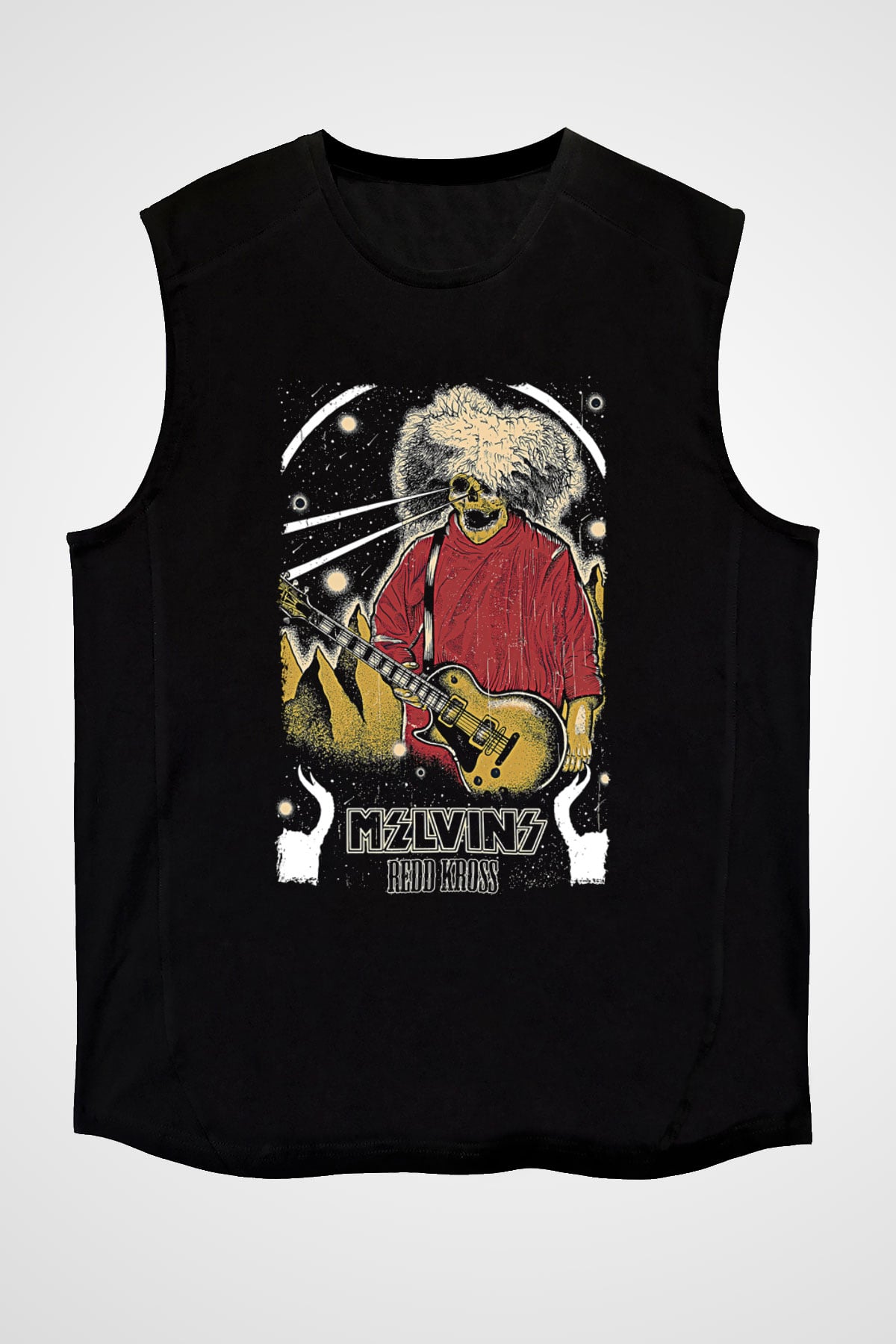 Melvins Baskılı Unisex Siyah Kolsuz Tişört - Tshirt