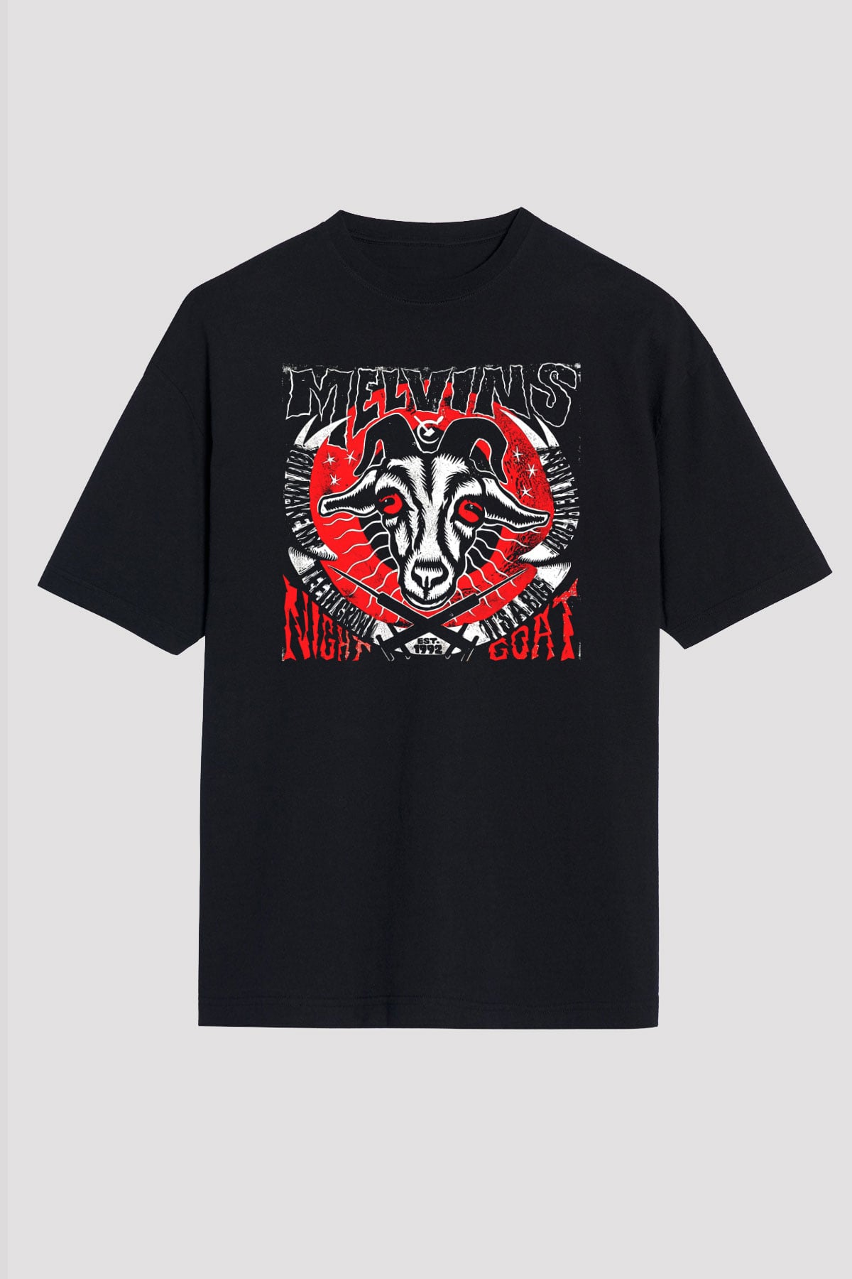 Melvins Baskılı Unisex Siyah Oversize Tişört - Tshirt