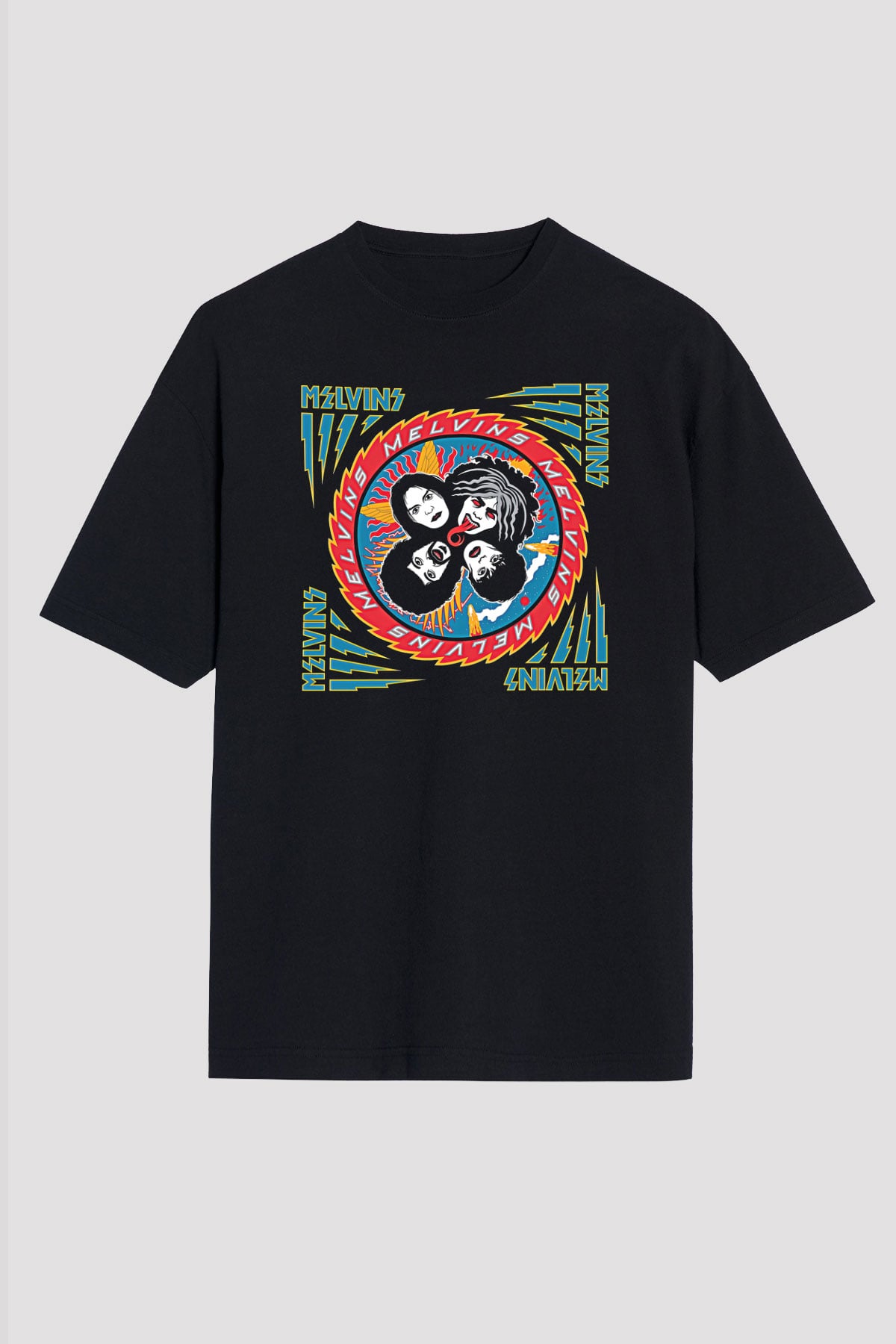 Melvins Baskılı Unisex Siyah Oversize Tişört - Tshirt