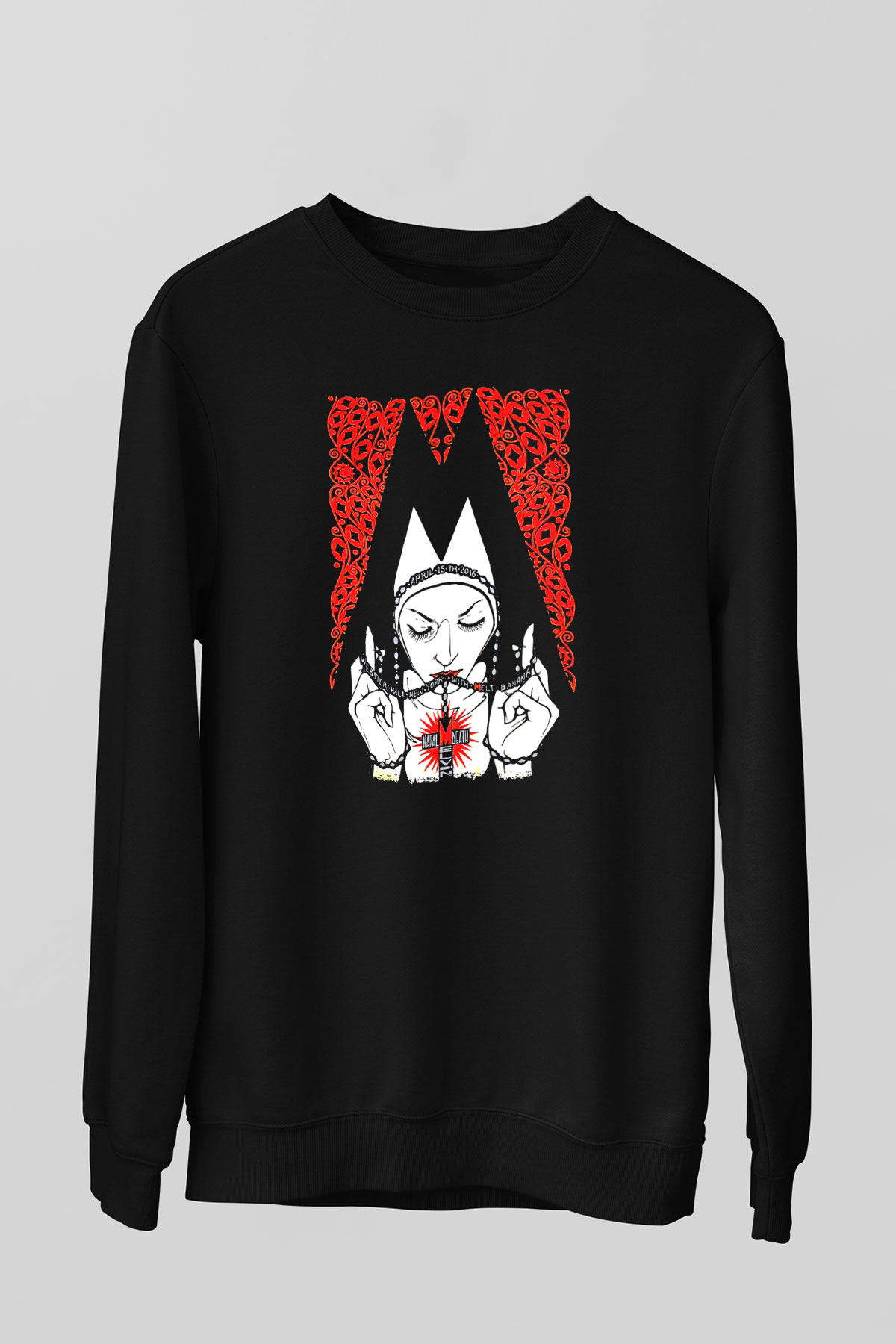 Melvins Baskılı Unisex Siyah Sweatshirt