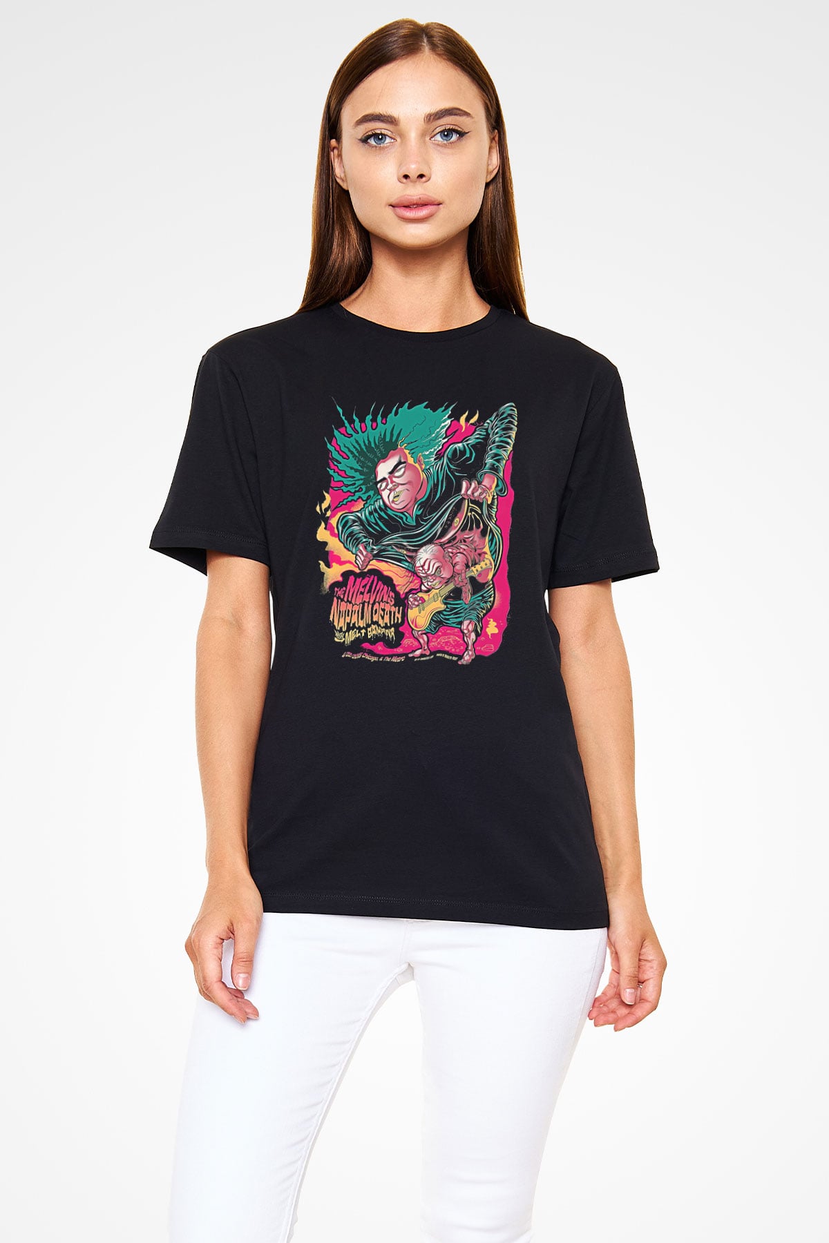 Melvins Baskılı Unisex Siyah Tişört - Tshirt
