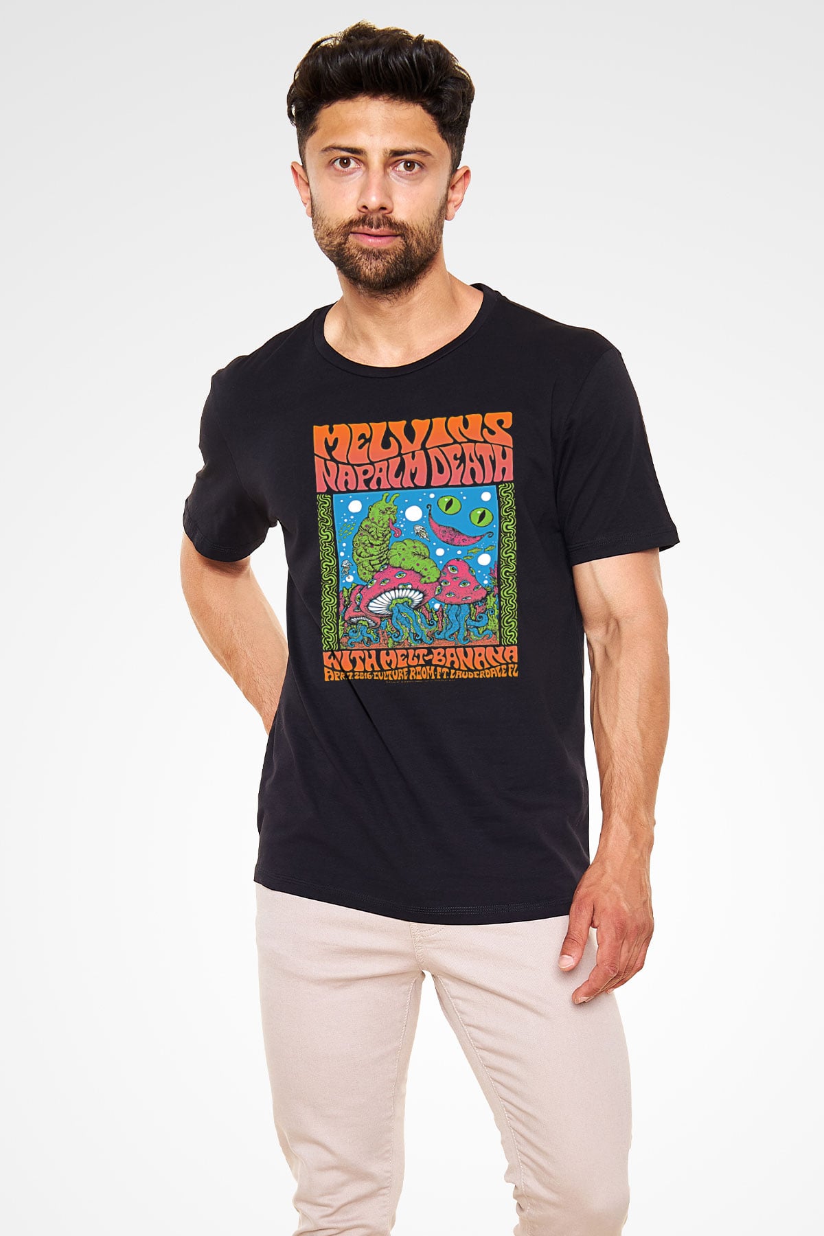 Melvins Baskılı Unisex Siyah Tişört - Tshirt