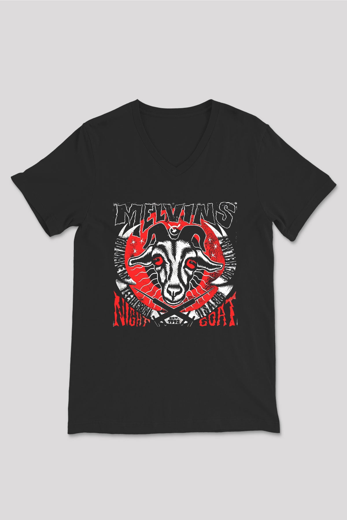 Melvins Baskılı Unisex Siyah V Yaka Tişört - Tshirt