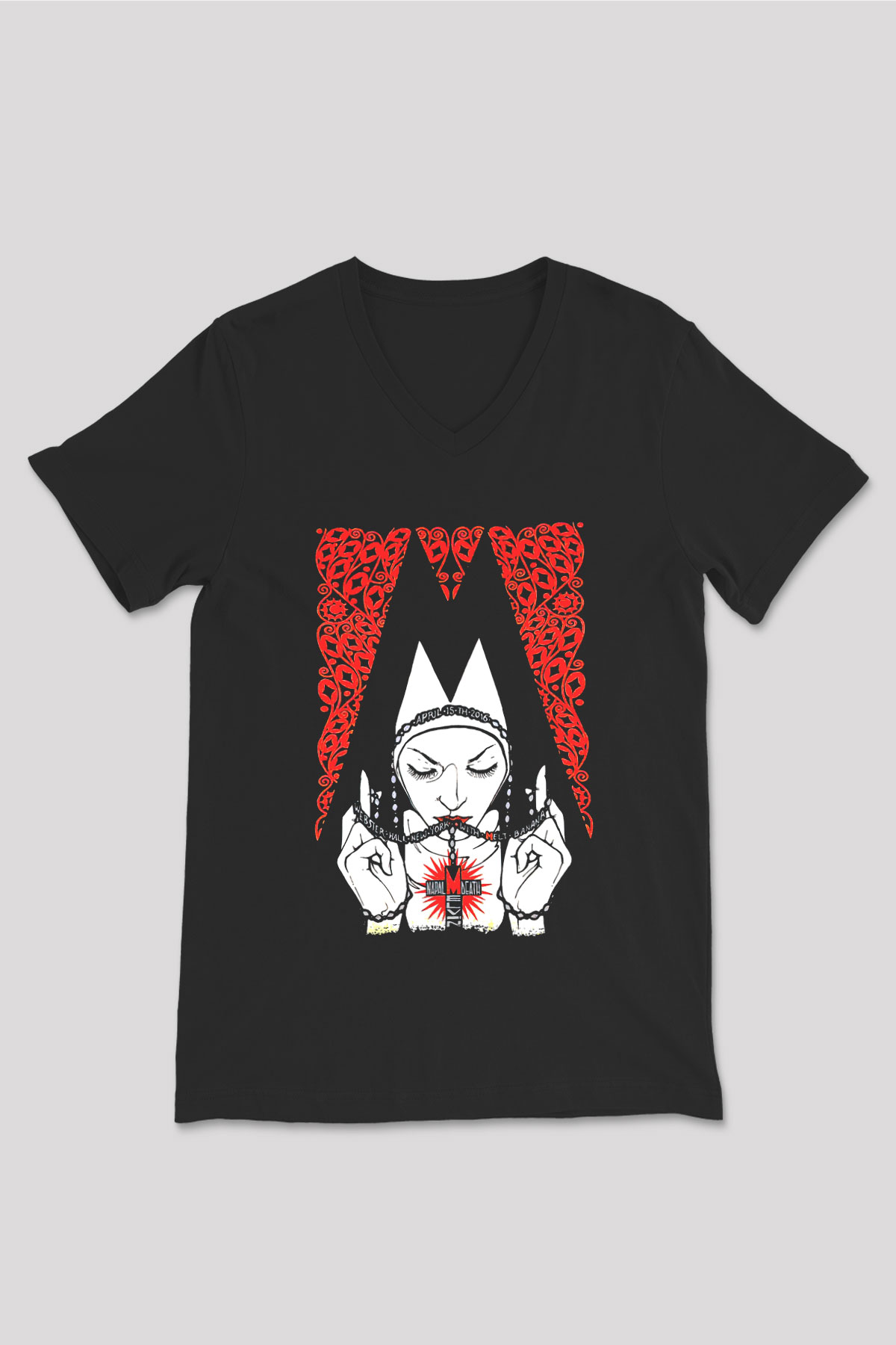 Melvins Baskılı Unisex Siyah V Yaka Tişört - Tshirt