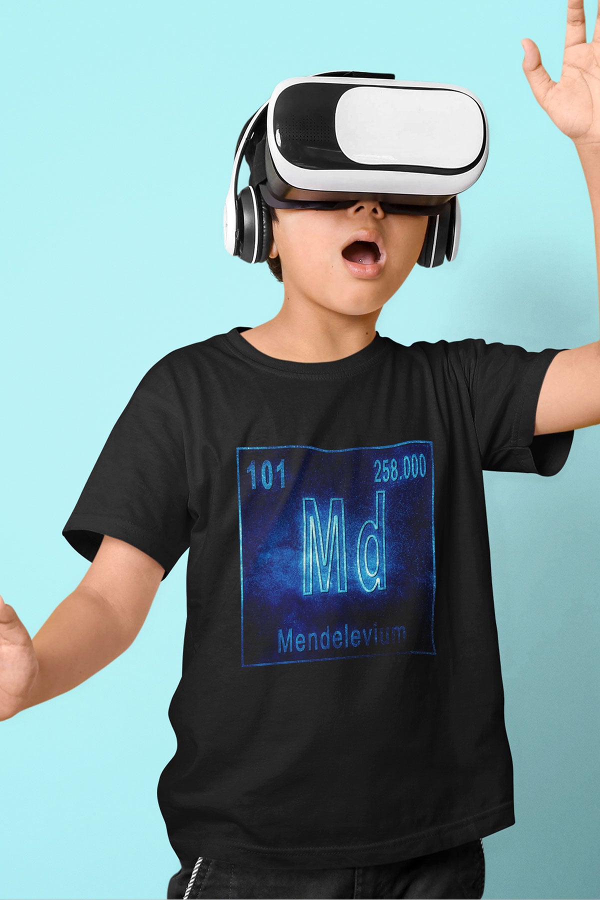 Mendelevyum Atom Numarası Baskılı Unisex Siyah Çocuk Tişört