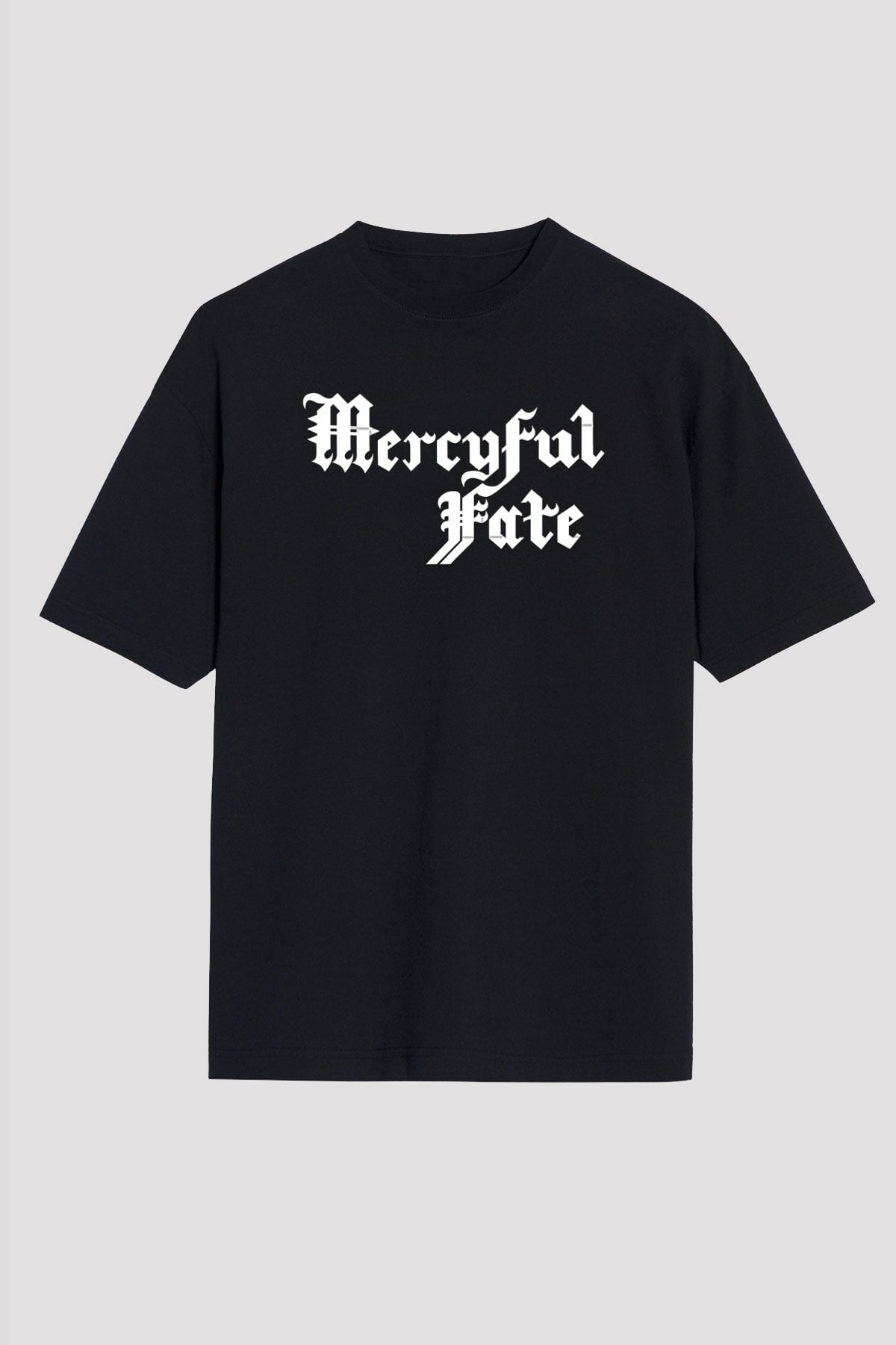 Mercyful Fate Baskılı Unisex Siyah Oversize Tişört - Tshirt