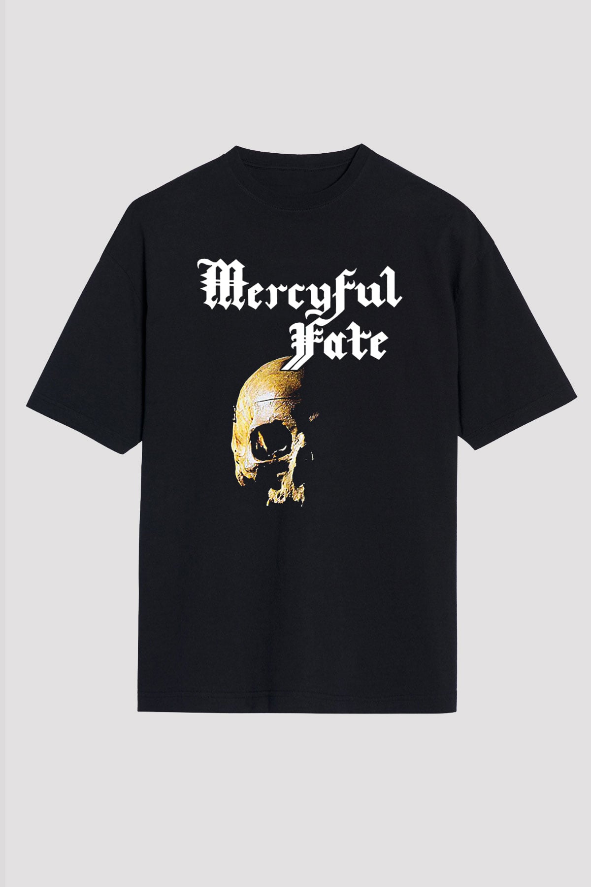 Mercyful Fate Baskılı Unisex Siyah Oversize Tişört - Tshirt