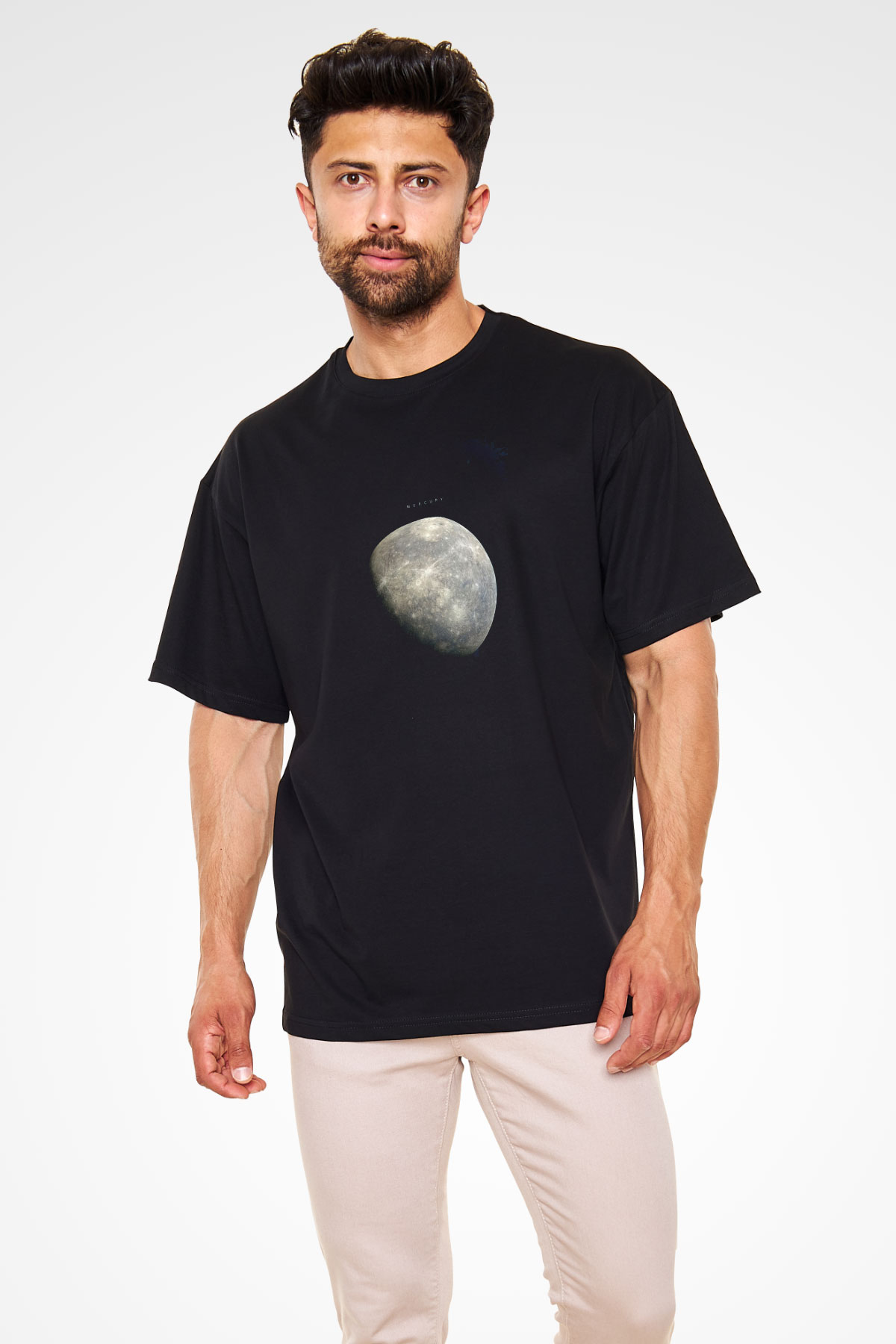 Merkür Fotoğraf Baskılı Unisex Oversize Tişört - Tshirt