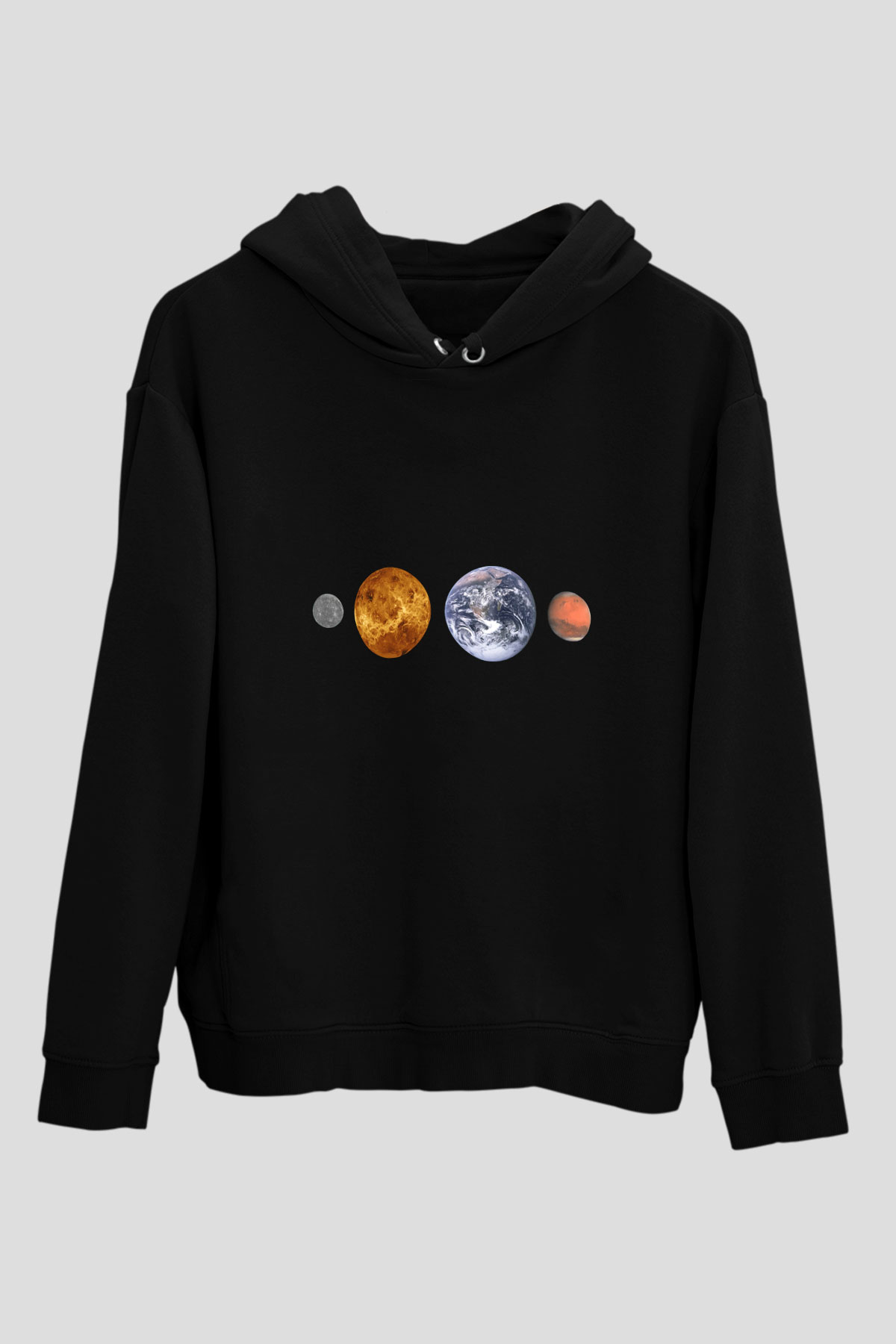 Merkür Siyah Unisex Hoodie