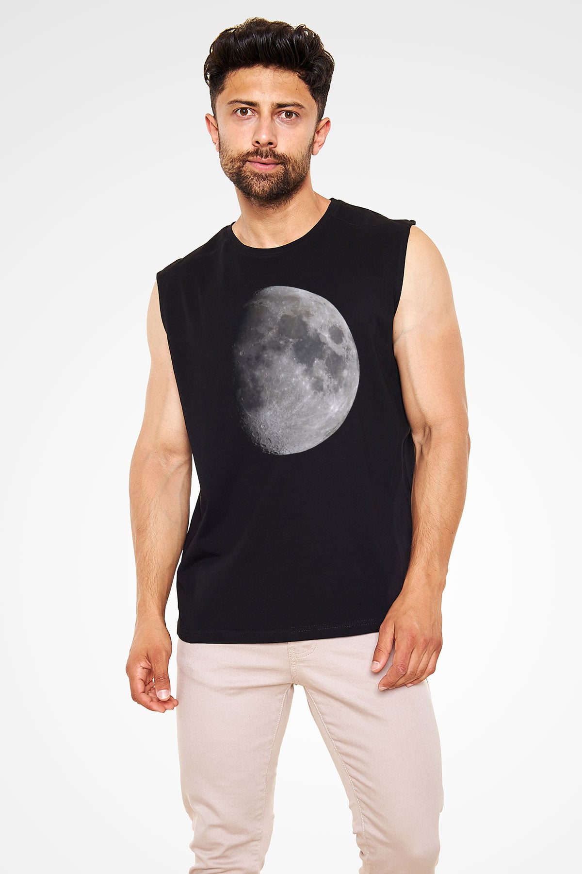 Merkür Siyah Unisex Kolsuz Tişört