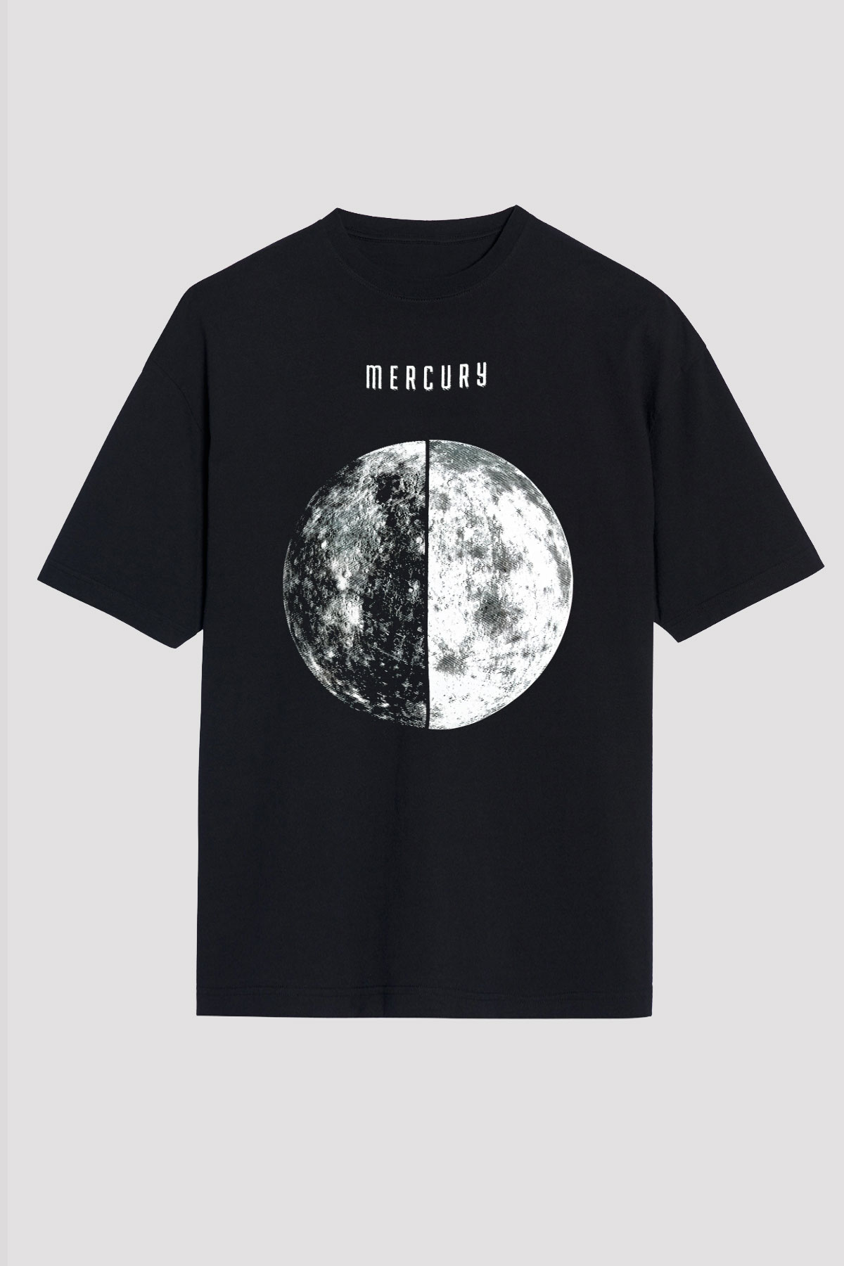 Merkür Siyah Unisex Oversize Tişört T-Shirt
