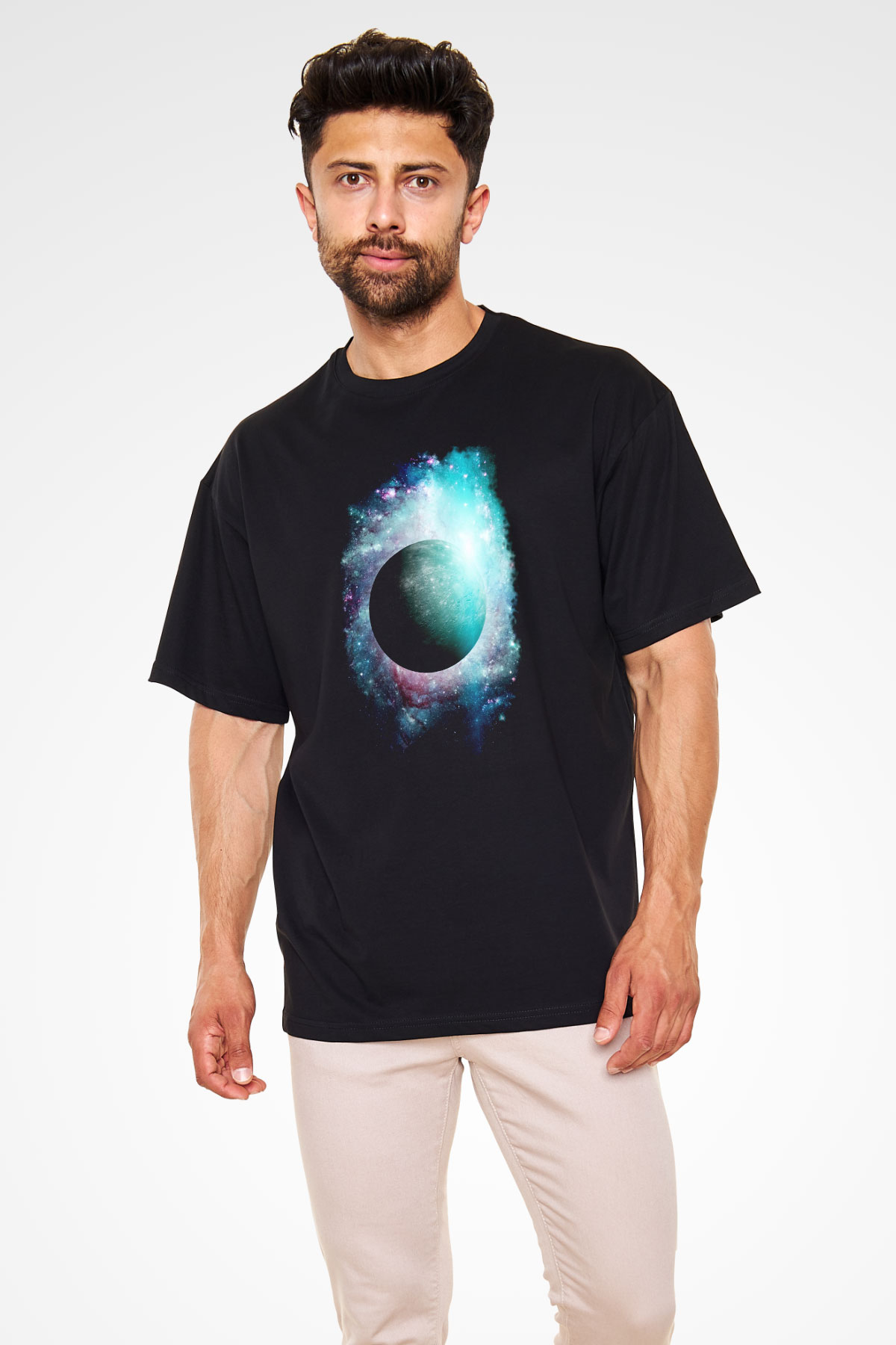 Merkür Siyah Unisex Oversize Tişört T-Shirt