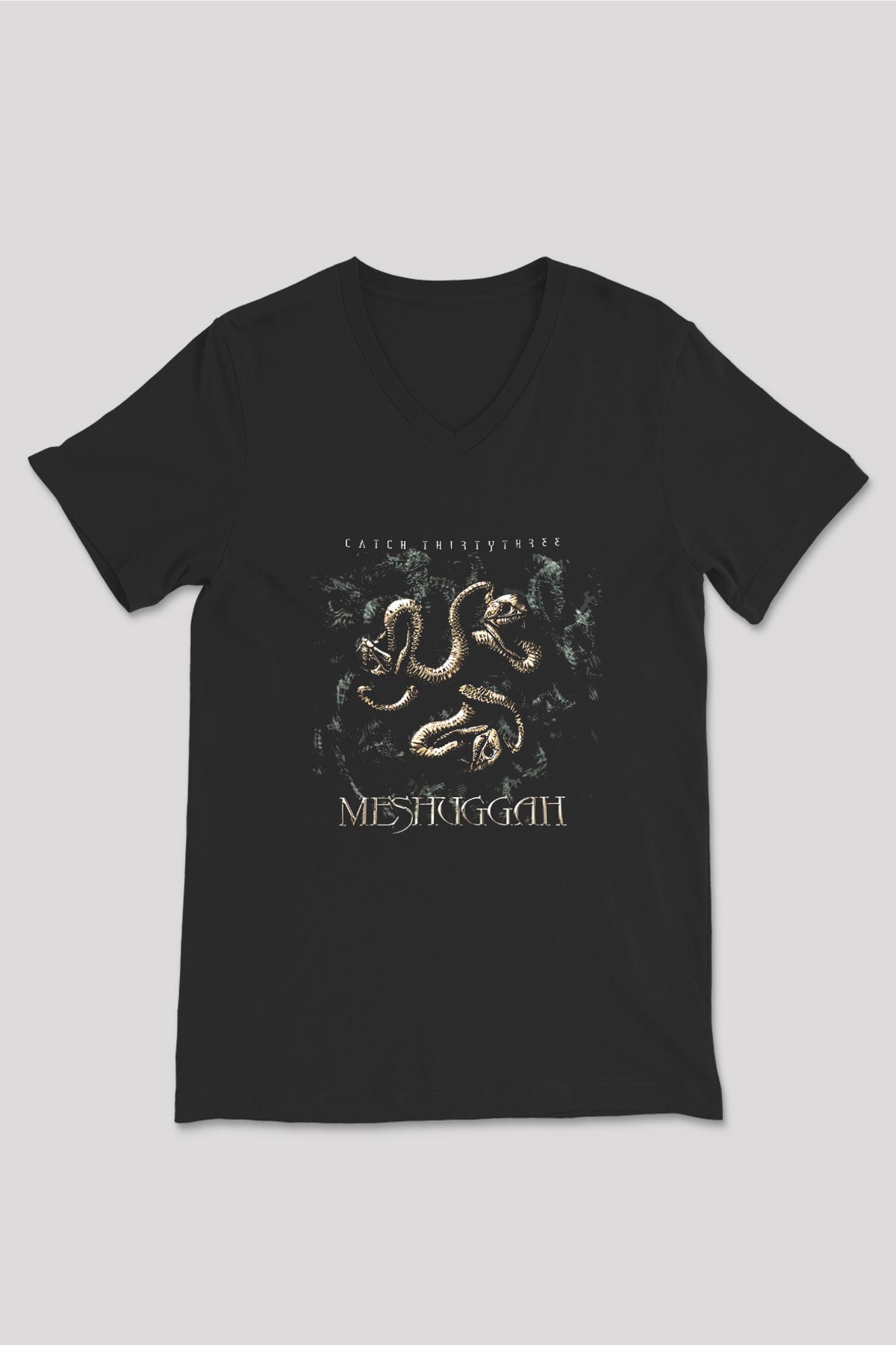 Meshuggah Siyah Unisex V Yaka Tişört T-Shirt