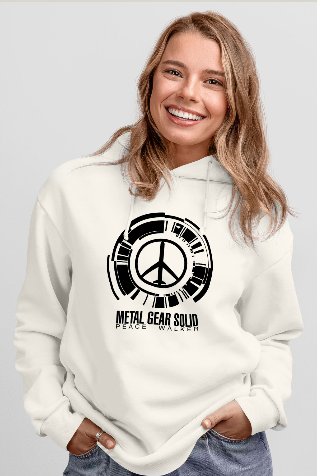 Metal Gear Solid Beyaz Unisex Kapşonlu Sweatshirt