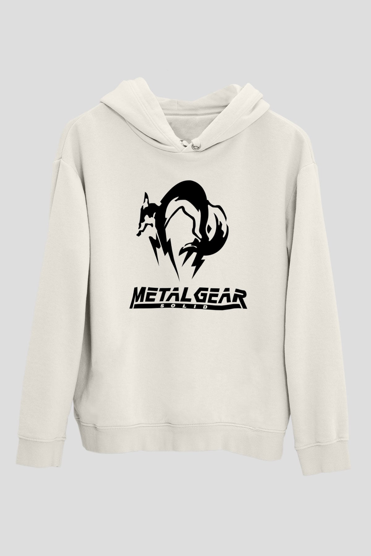 Metal Gear Solid Beyaz Unisex Kapşonlu Sweatshirt