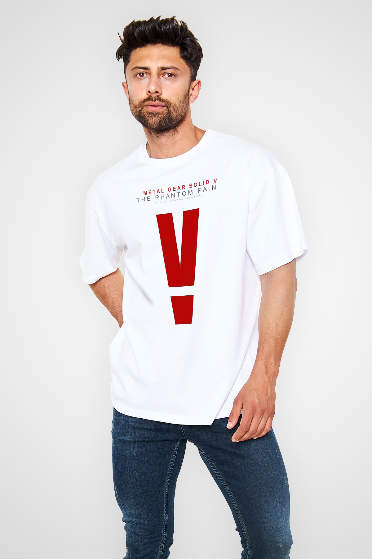 Metal Gear Solid Beyaz Unisex Oversize Tişört T-Shirt