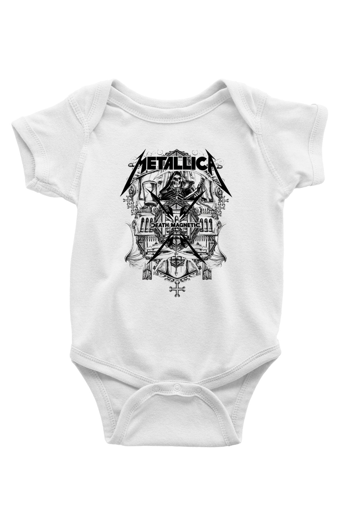 Metallica Baskılı Beyaz Unisex Bebek Body - Zıbın