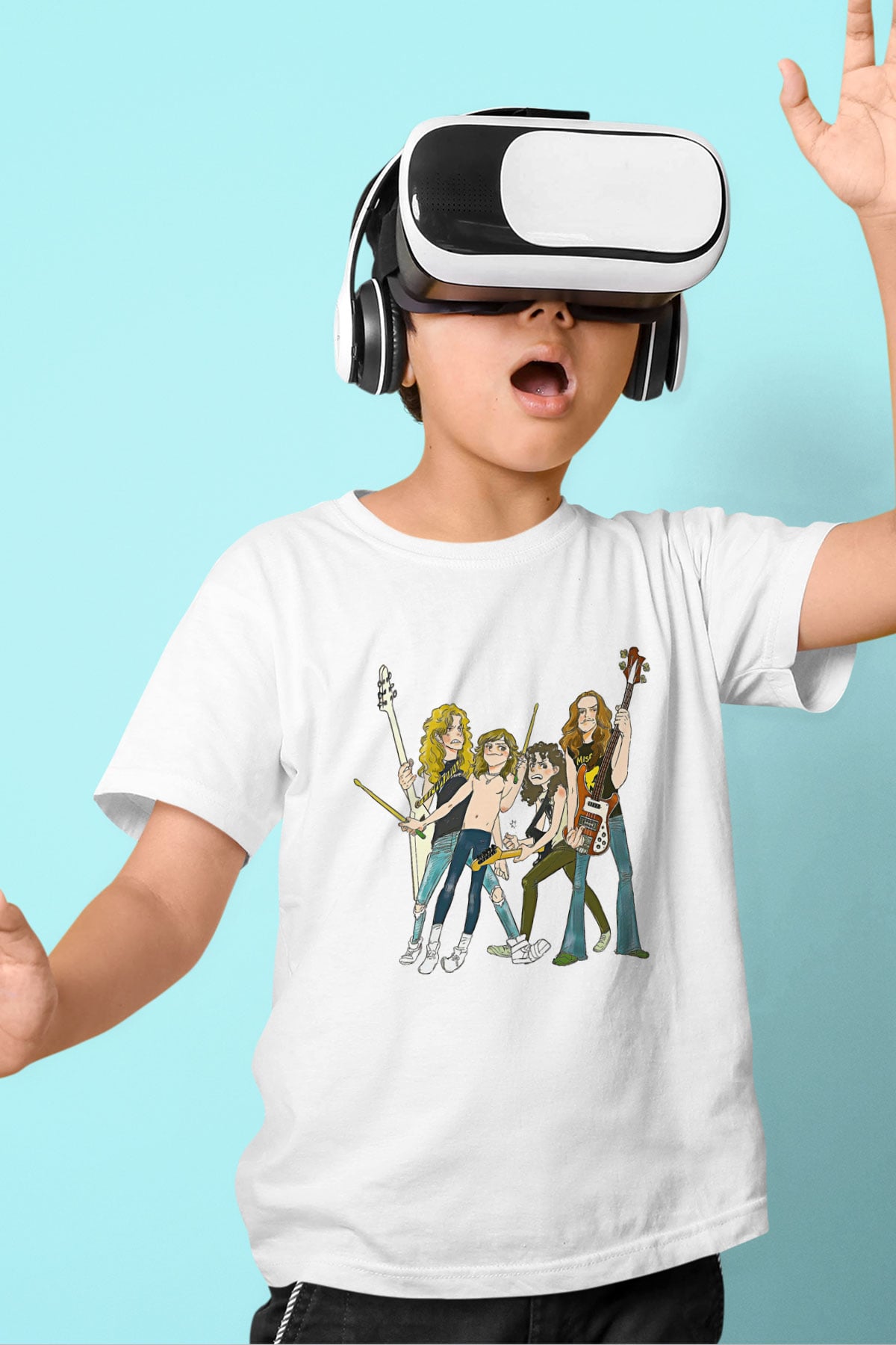 Metallica Baskılı Beyaz Unisex Beyaz Çocuk Tişört - Tshirt