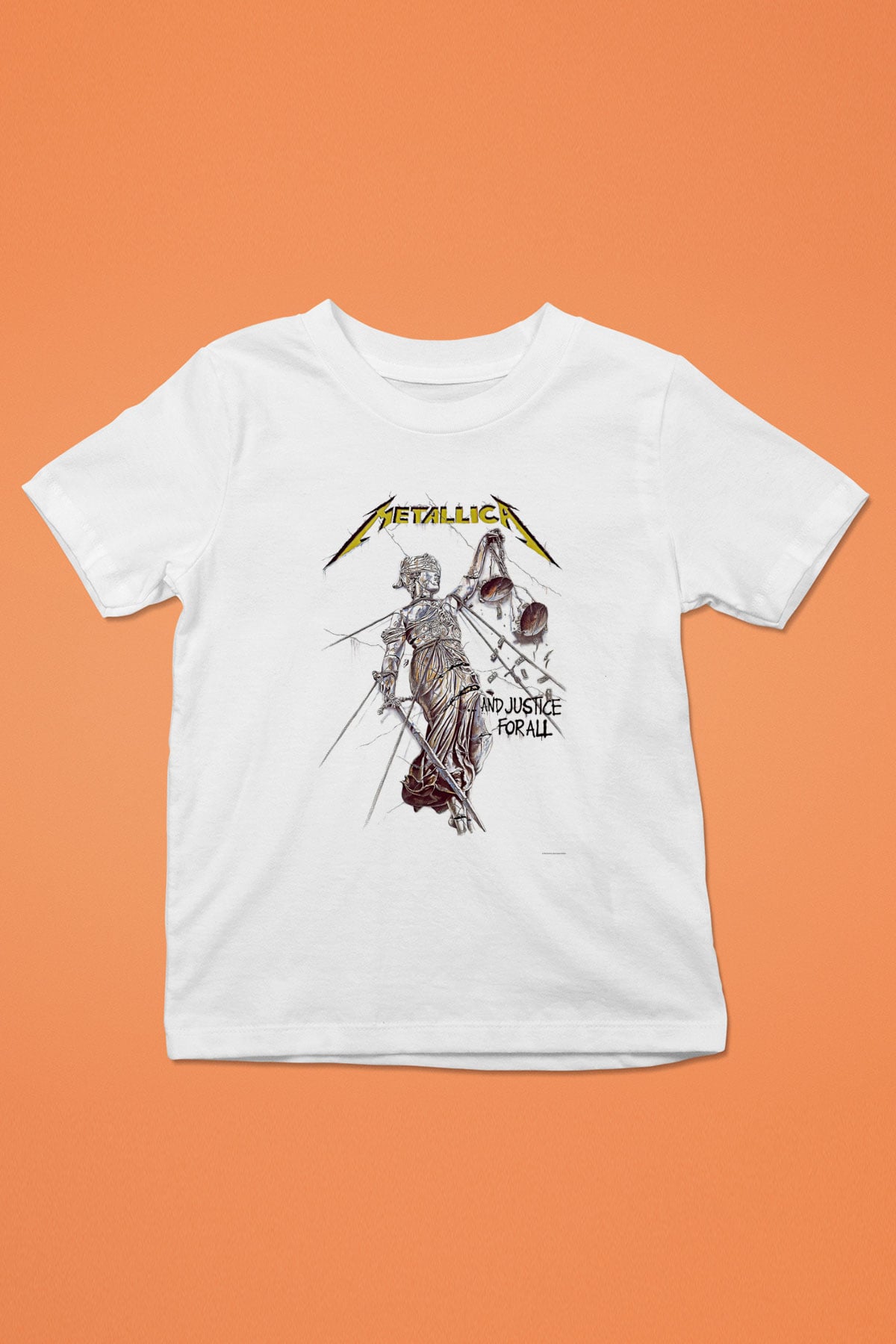 Metallica Baskılı Beyaz Unisex Beyaz Çocuk Tişört - Tshirt