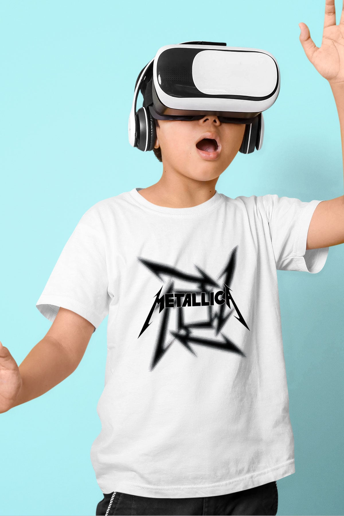 Metallica Baskılı Beyaz Unisex Çocuk Tişört
