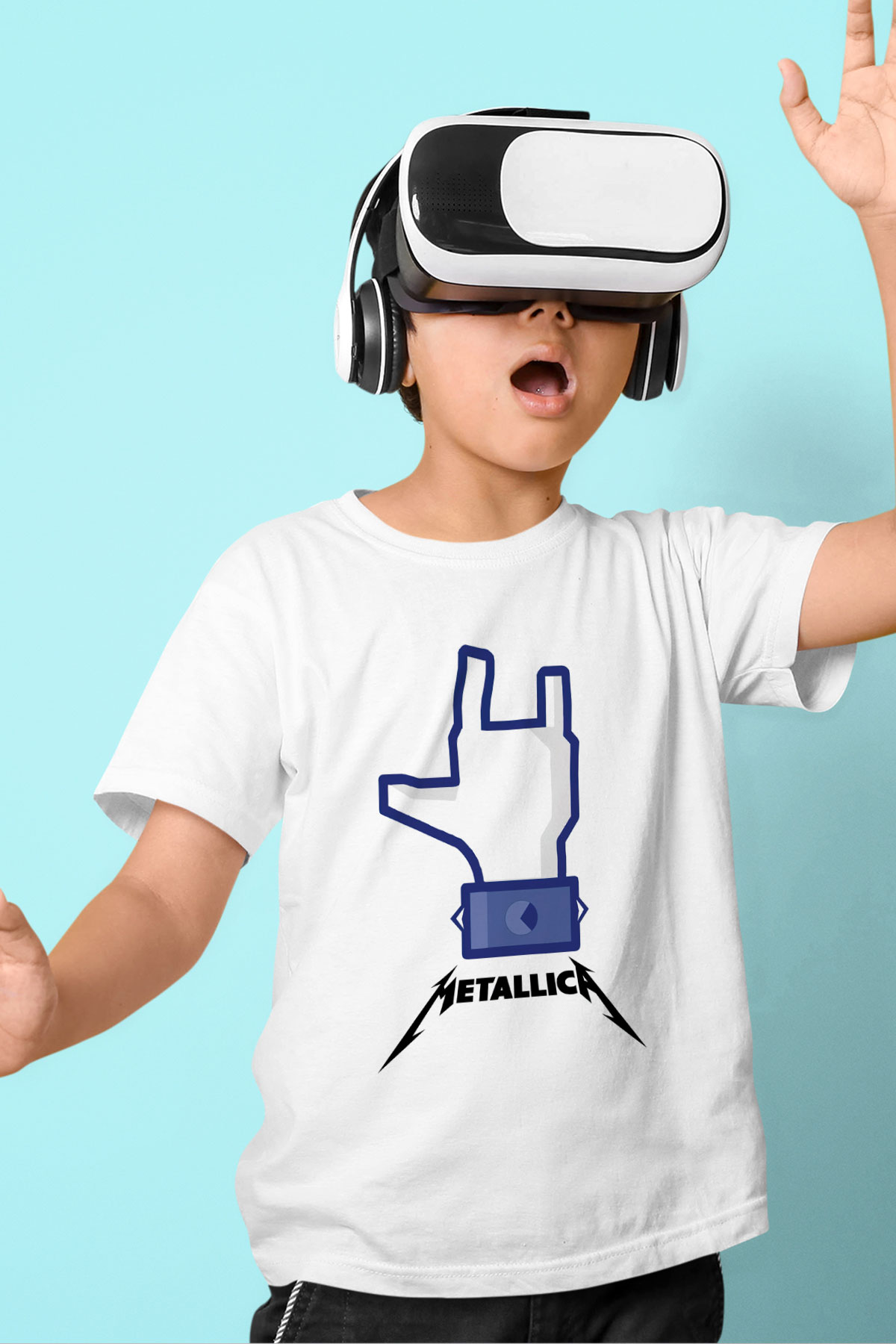 Metallica Baskılı Beyaz Unisex Çocuk Tişört