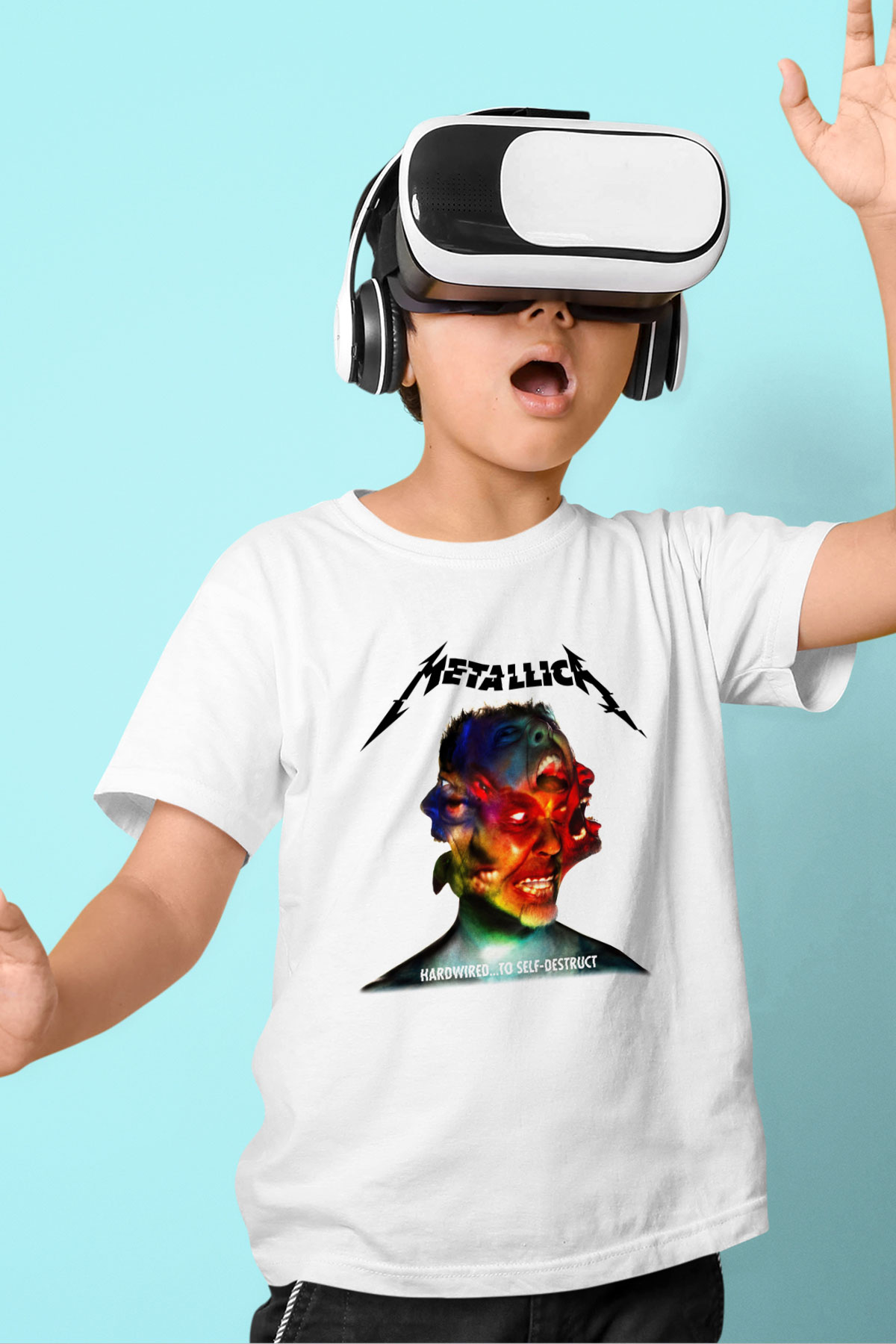 Metallica Baskılı Beyaz Unisex Çocuk Tişört